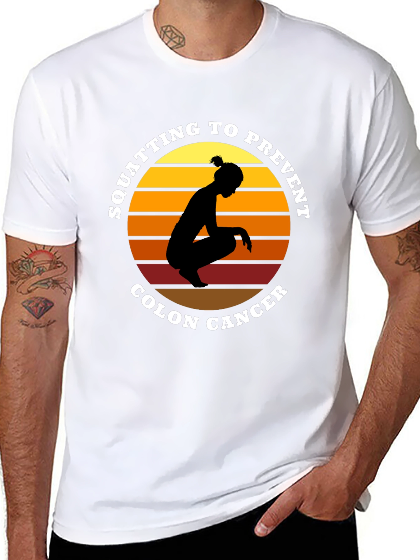 Squatting to Prevent Colon Cancer Black T-Shirt