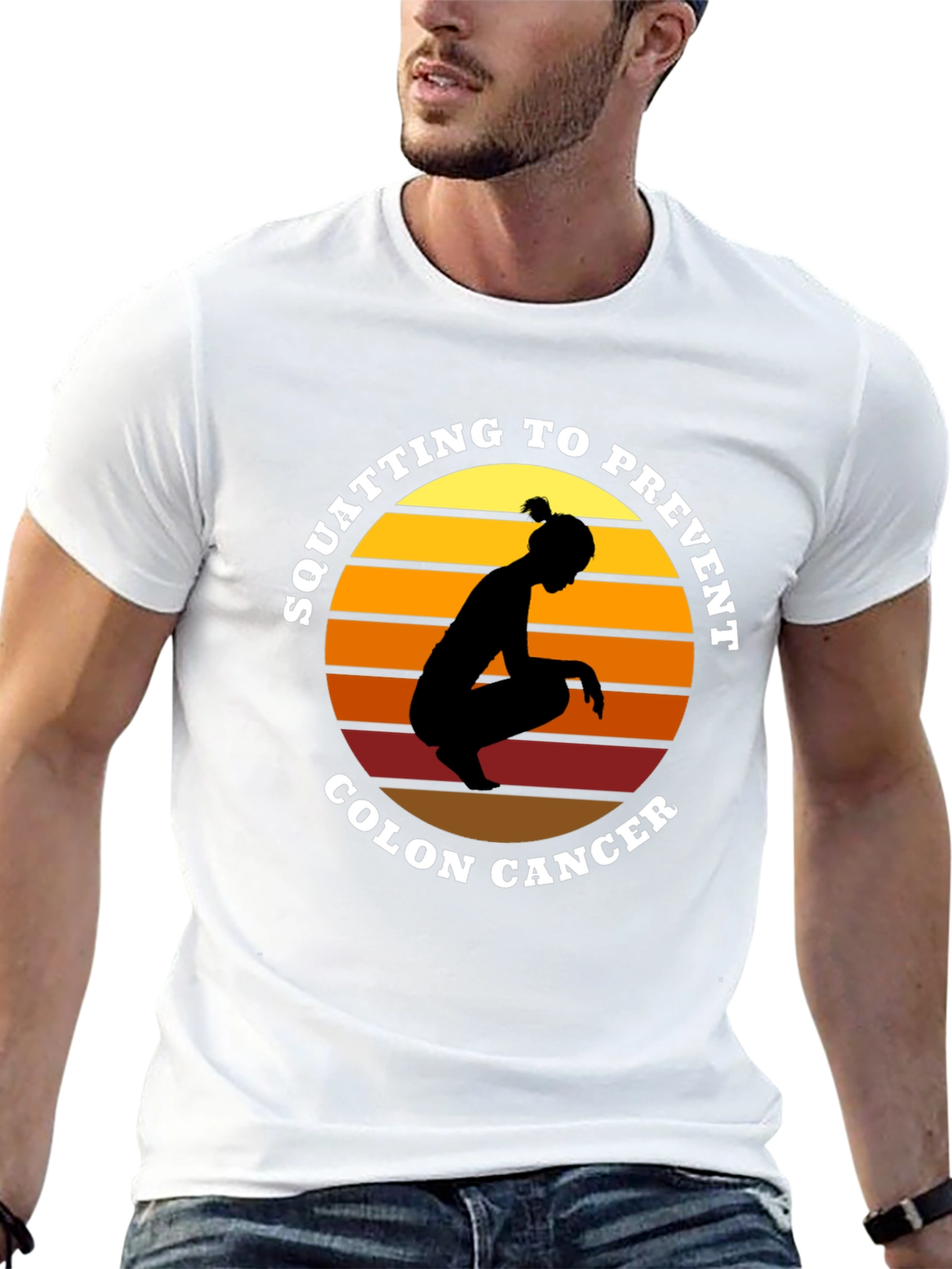 Squatting to Prevent Colon Cancer Black T-Shirt