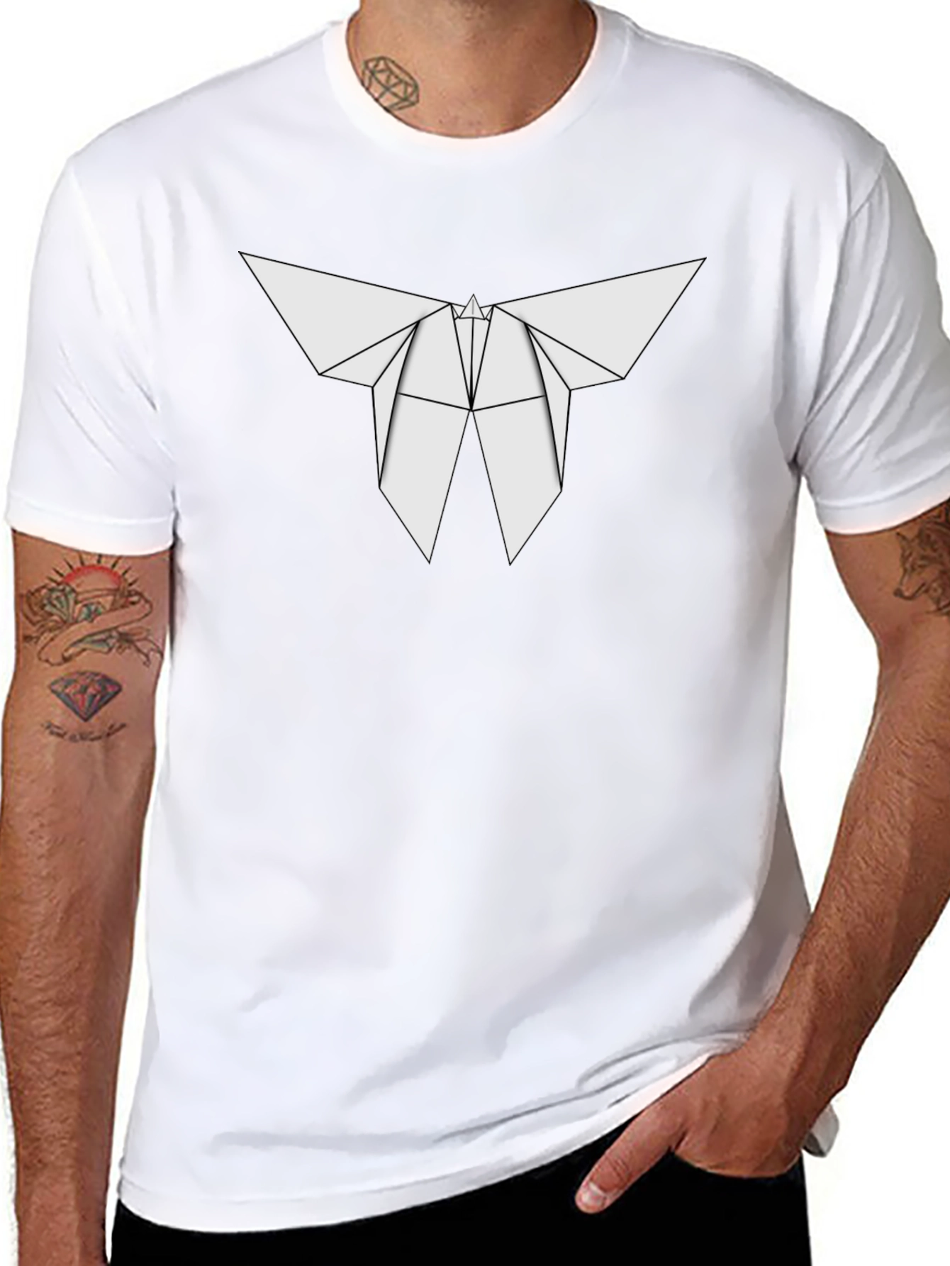 Origami Butterfly Graphic Tee - Stylish Black T-Shirt