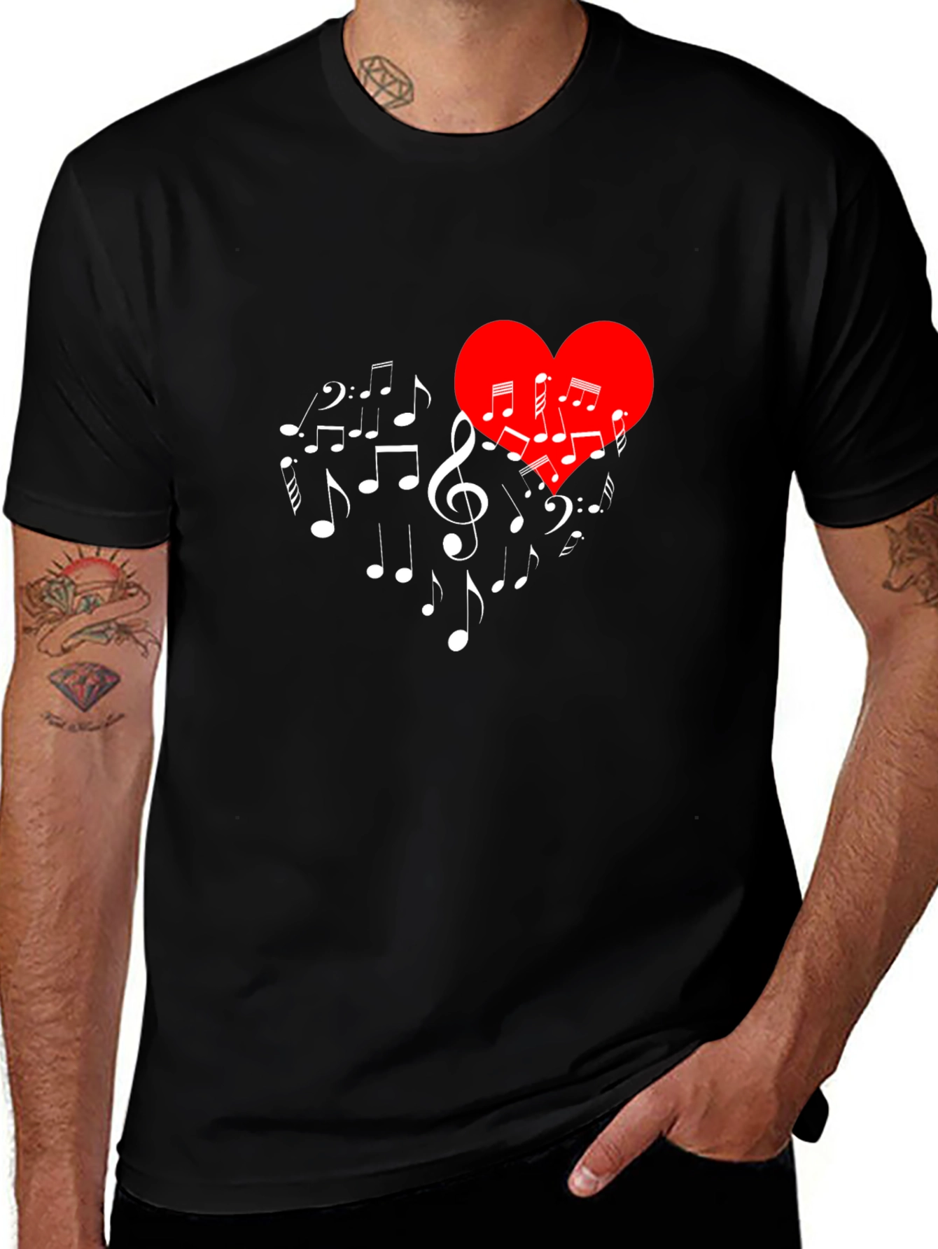 Musical Heart T-Shirt - Stylish Music Lover Tee