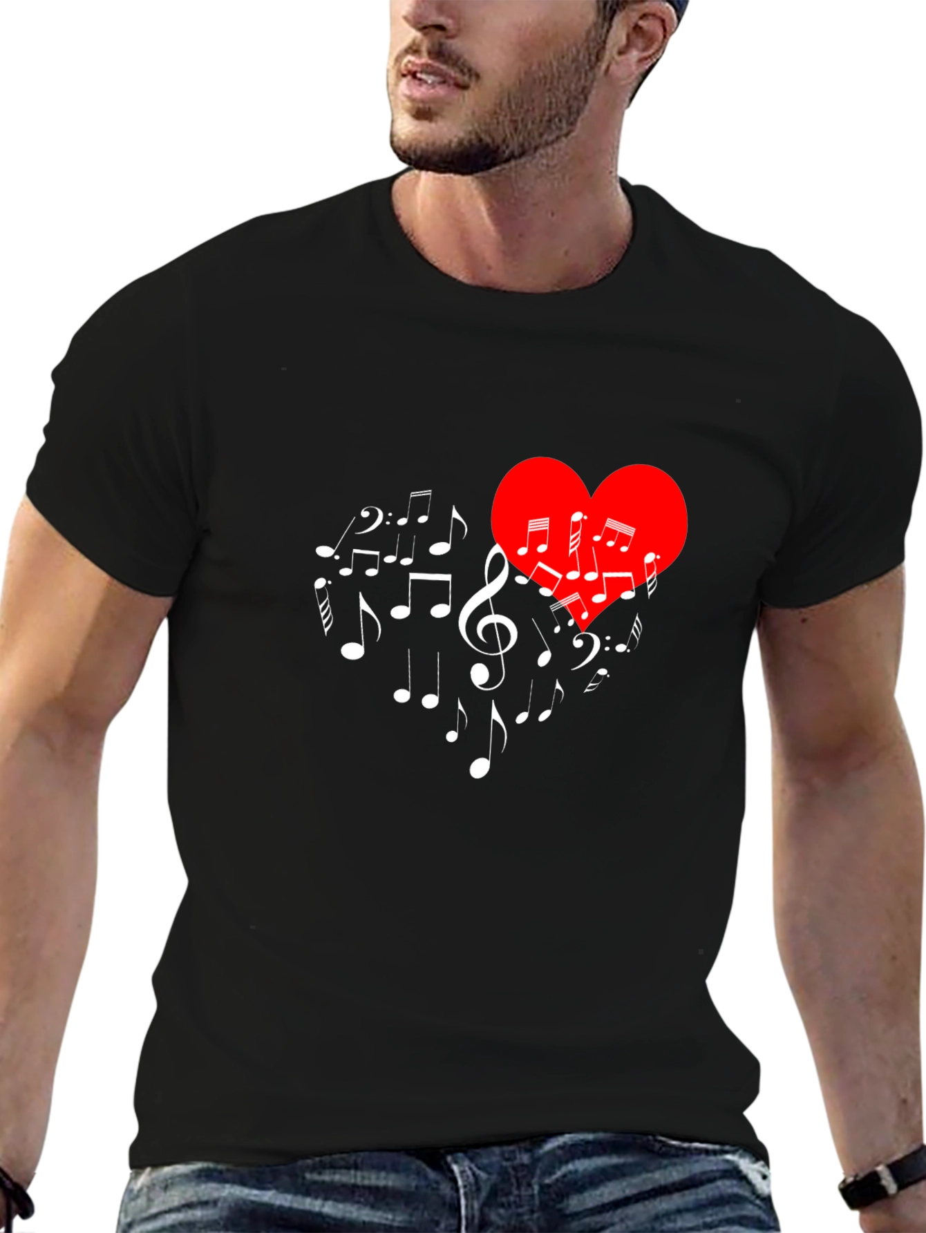 Musical Heart T-Shirt - Stylish Music Lover Tee
