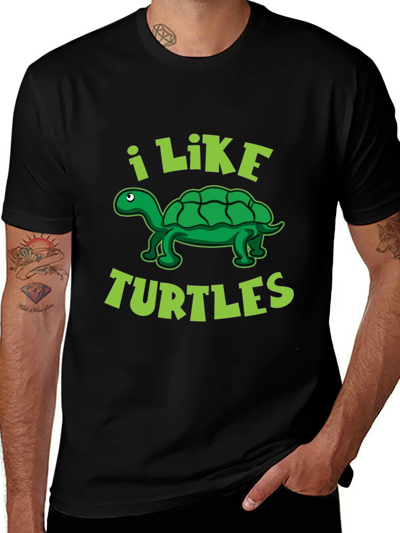 I Like Turtles Graphic T-Shirt - Black