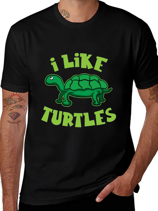 I Like Turtles Graphic T-Shirt - Black