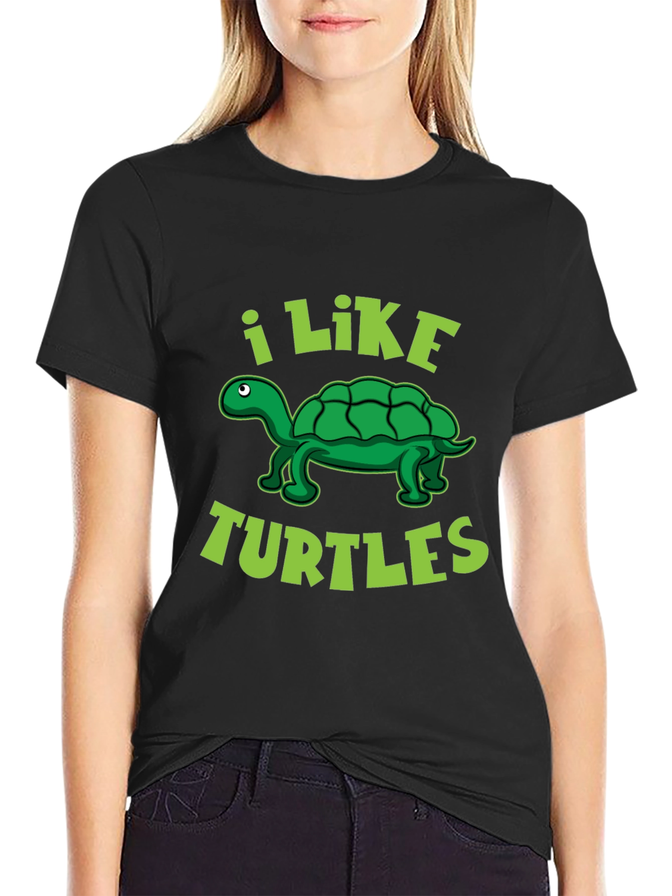 I Like Turtles Graphic T-Shirt - Black