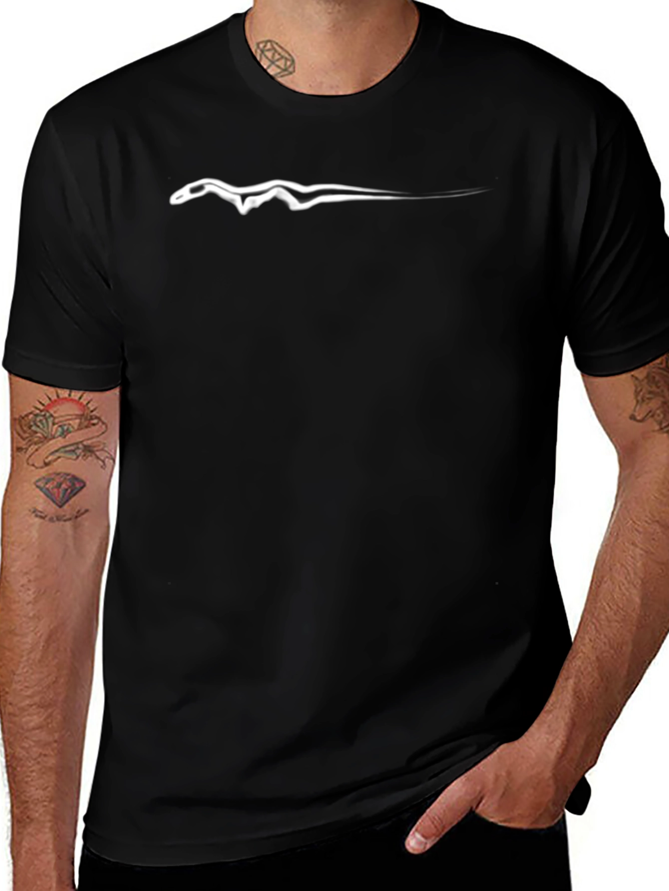 Mens Black T-Shirt with Jaguar Logo