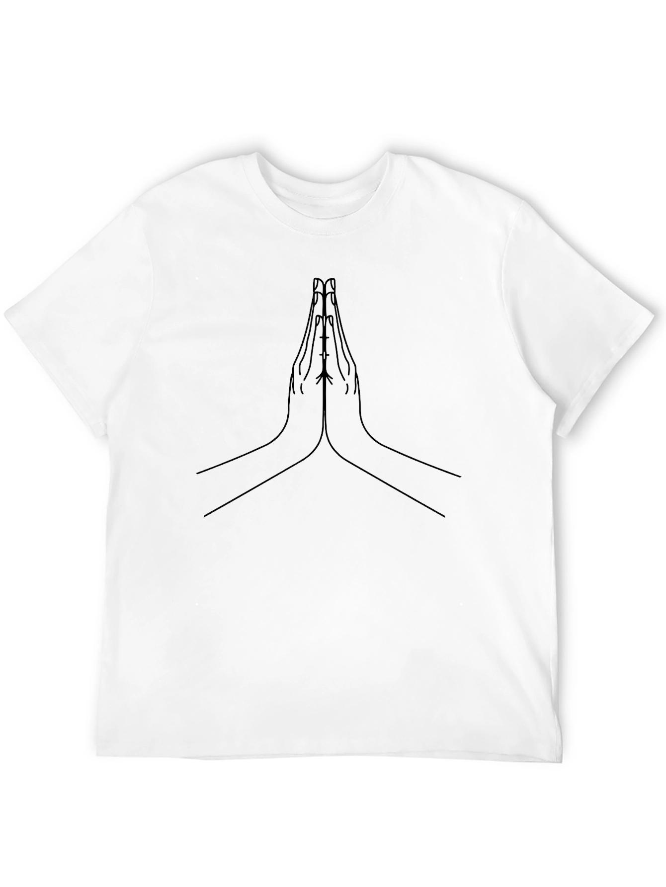 Minimalist Praying Hands Graphic Black T-Shirt