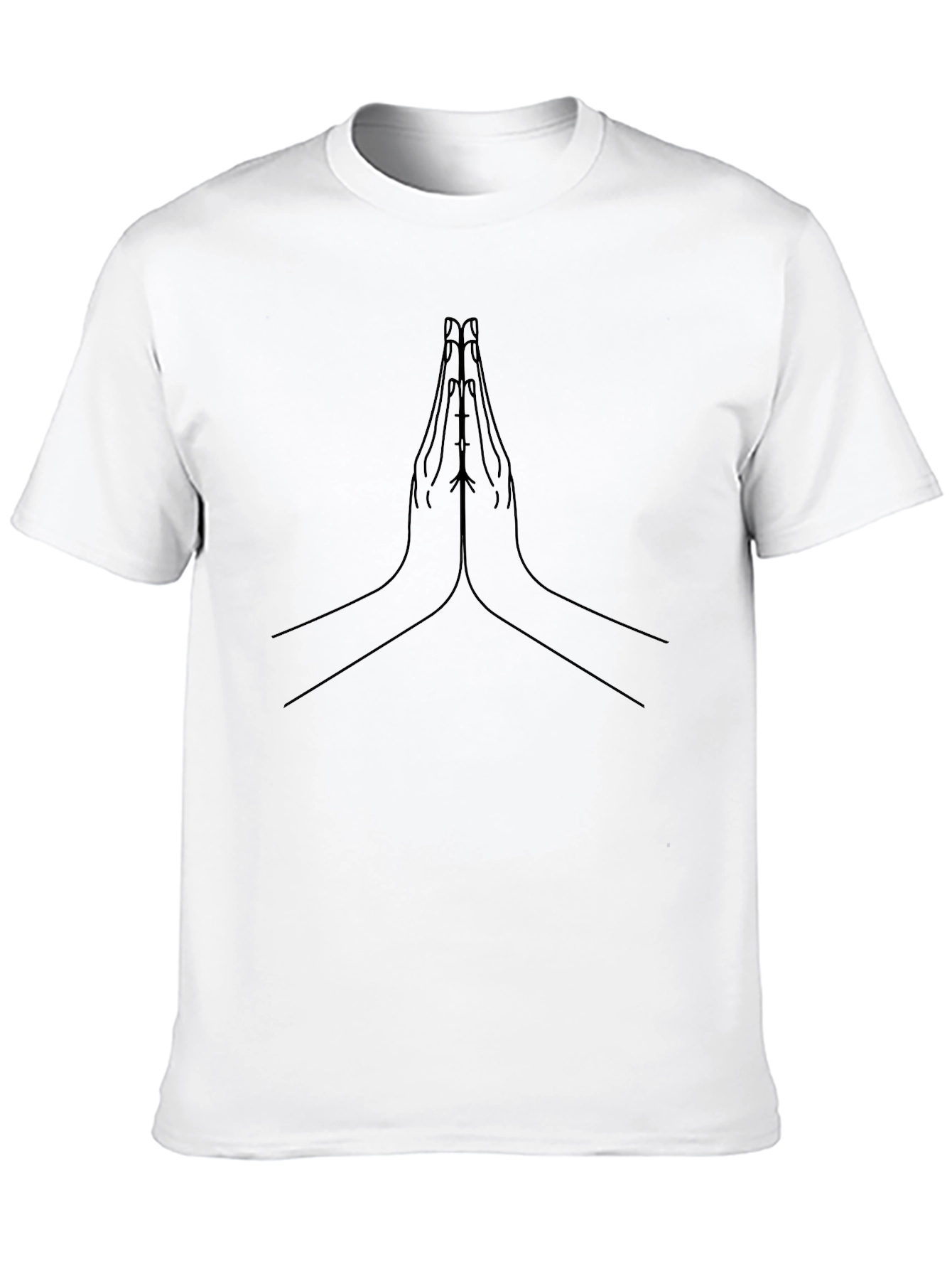 Minimalist Praying Hands Graphic Black T-Shirt