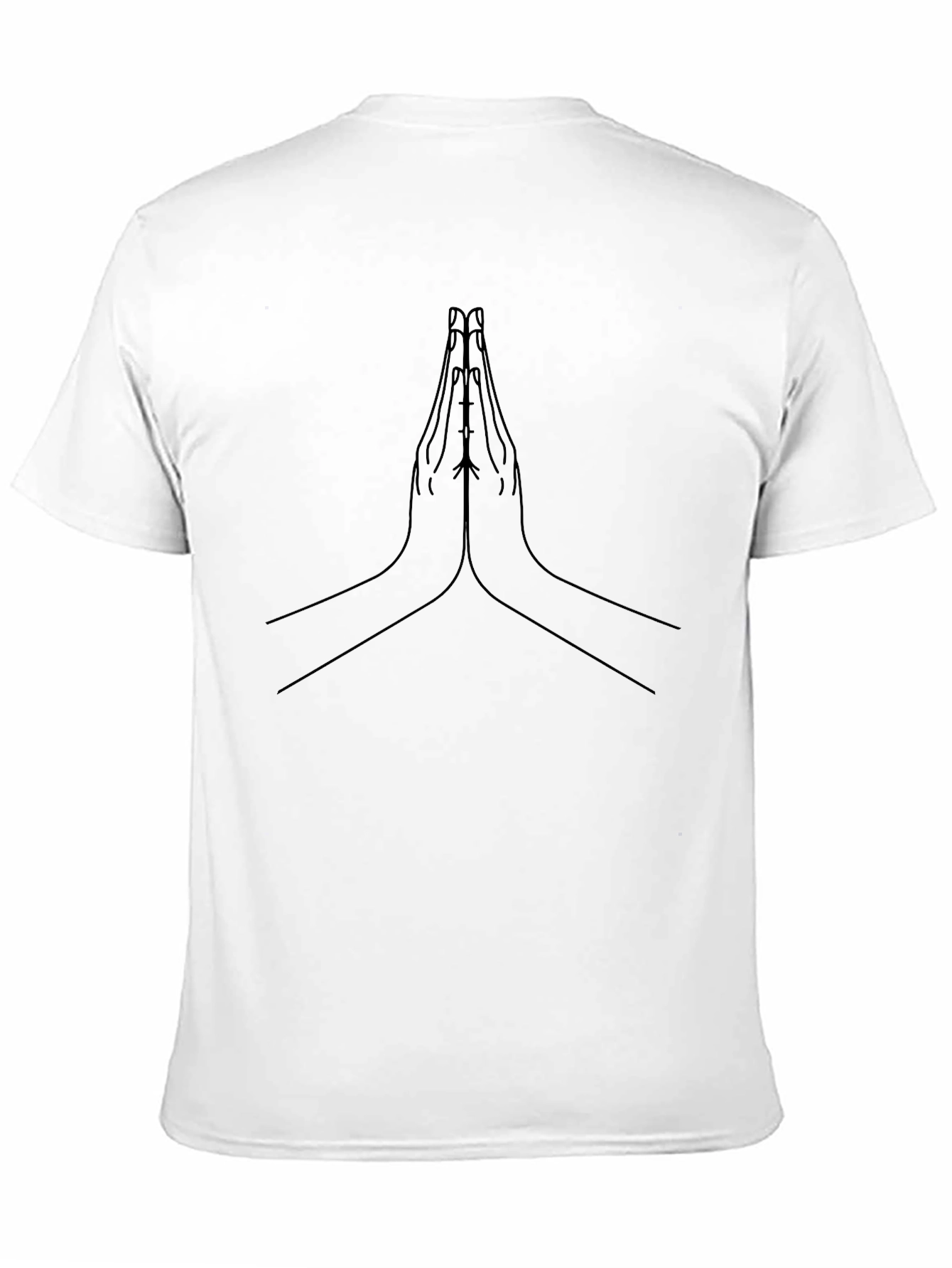 Minimalist Praying Hands Graphic Black T-Shirt