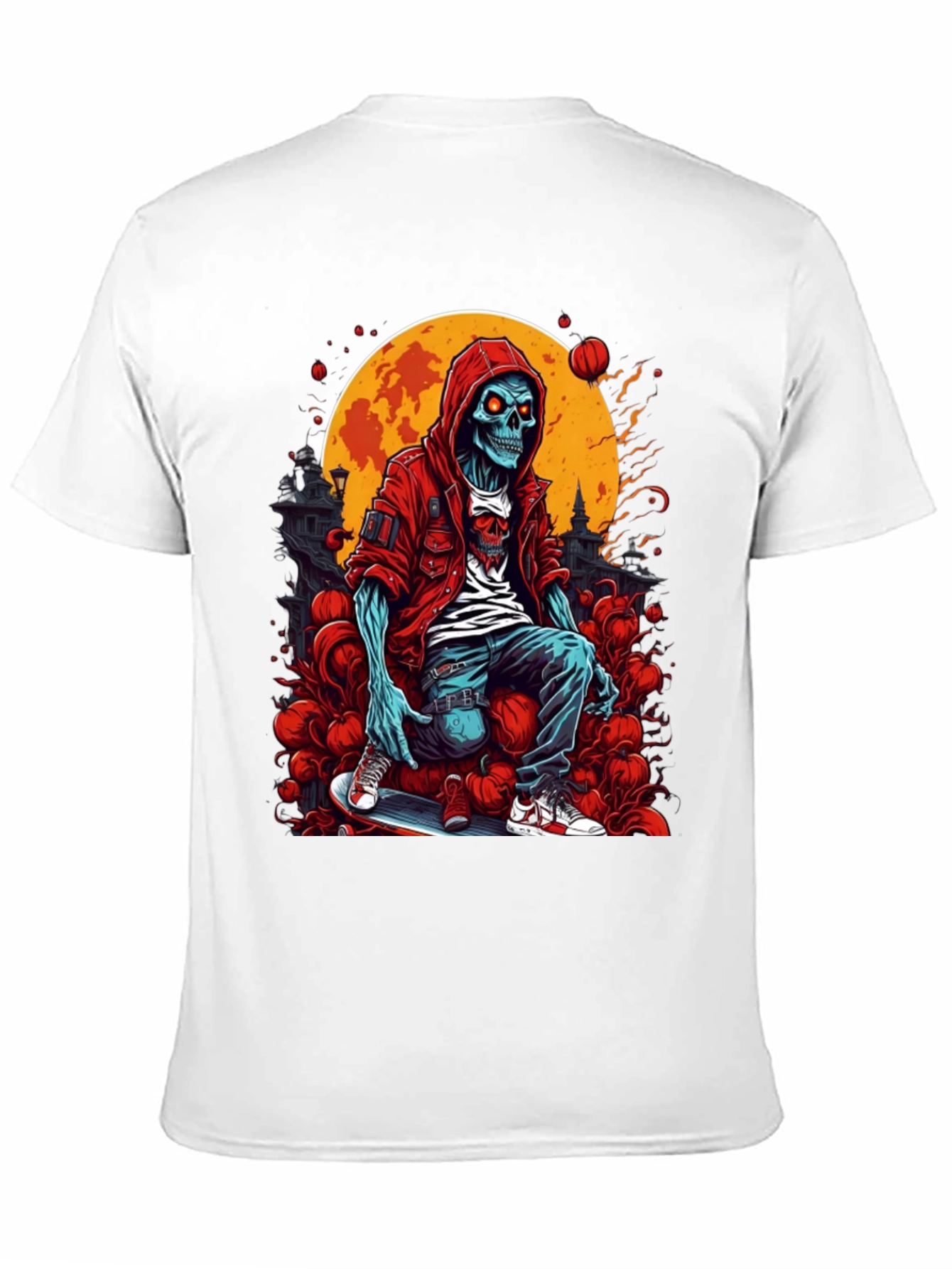Skeleton Skateboard Graphic T-Shirt - Urban Style