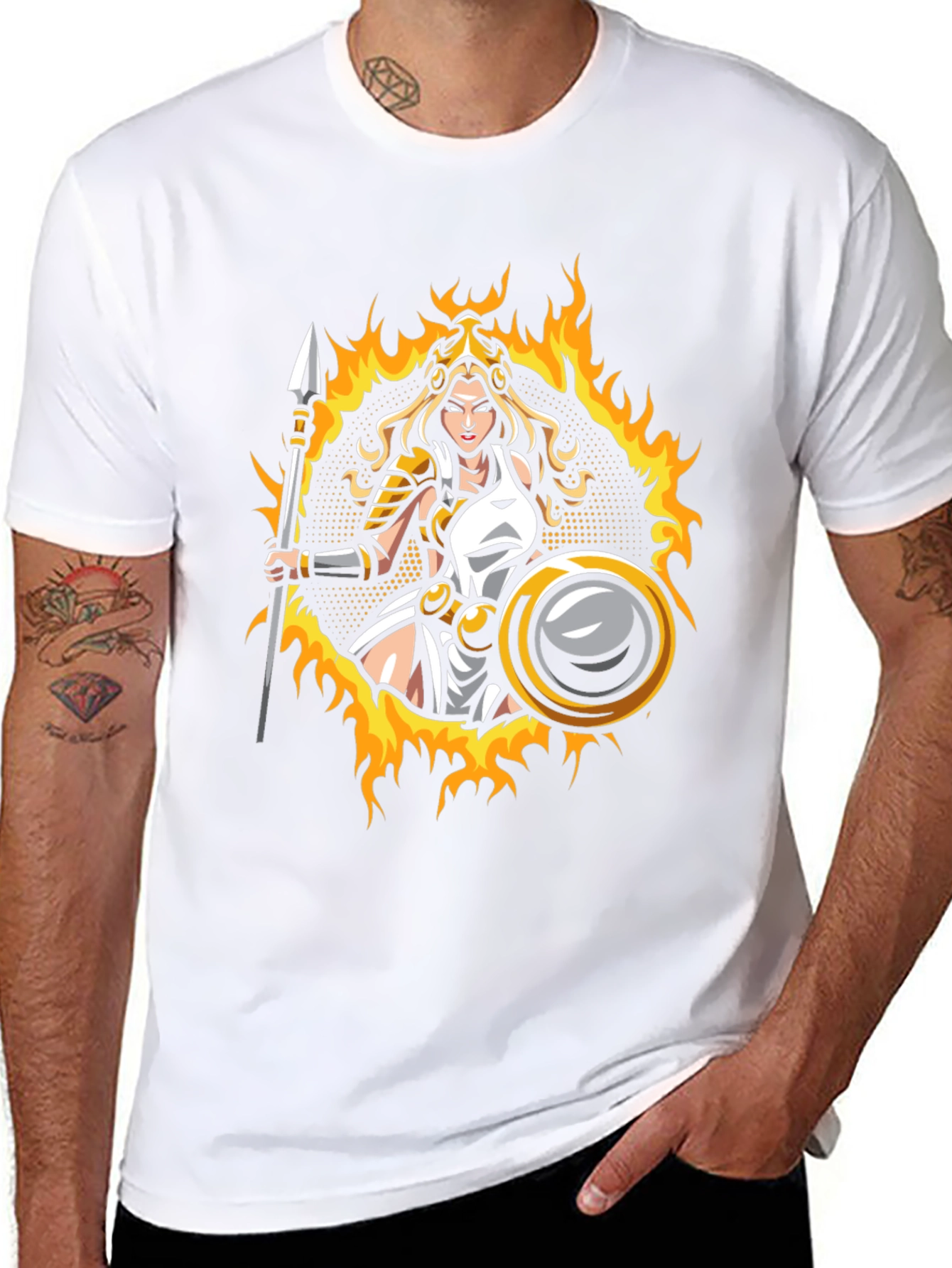 Warrior Woman Graphic T-Shirt - Black Cotton Tee