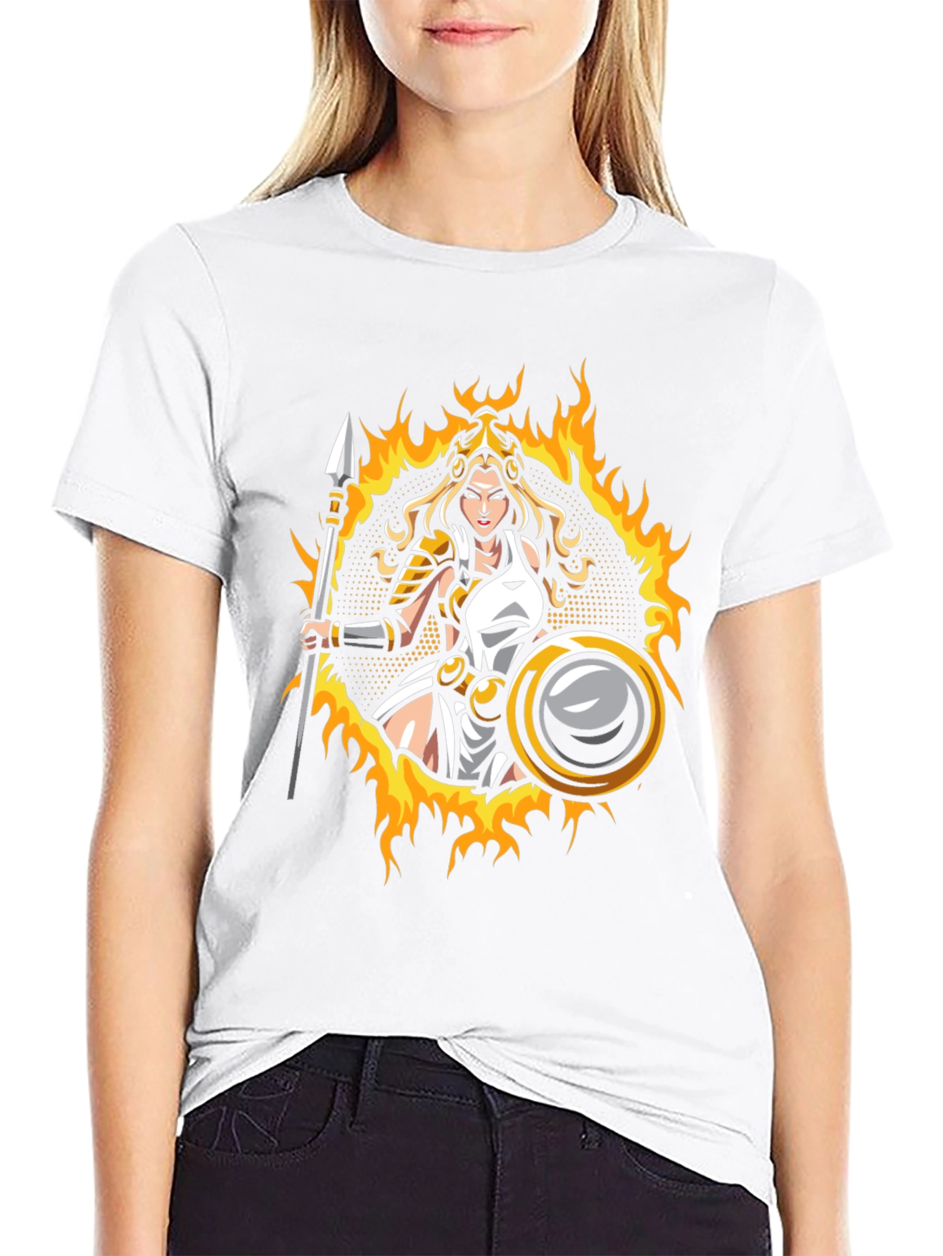 Warrior Woman Graphic T-Shirt - Black Cotton Tee