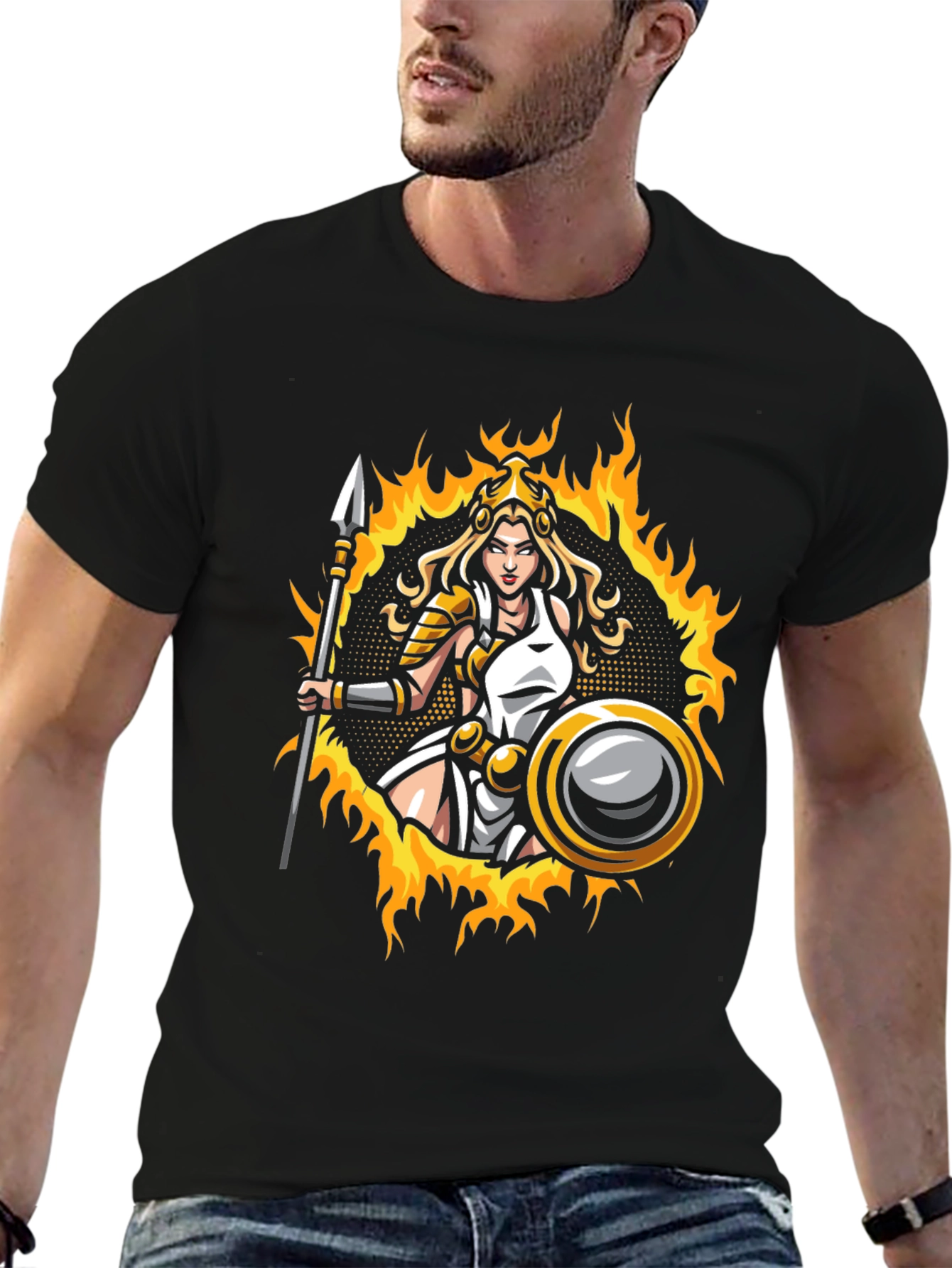 Warrior Woman Graphic T-Shirt - Black Cotton Tee