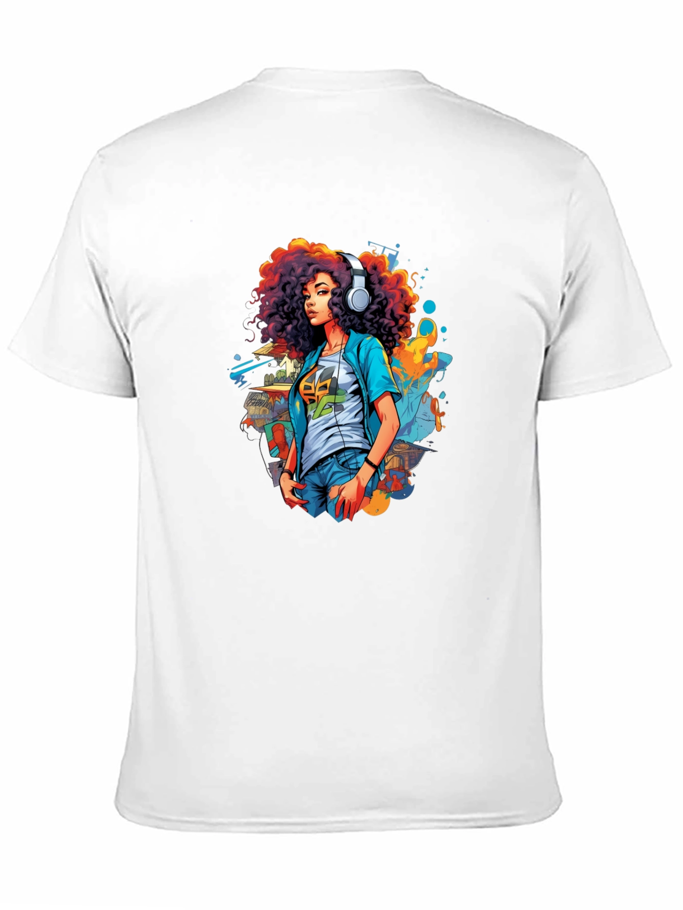 Afro Girl Graphic Tee - Black Cotton Casual Shirt