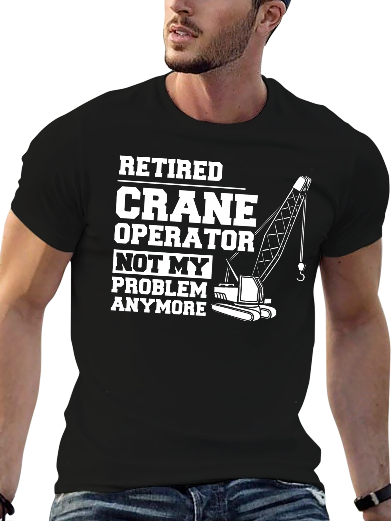 Retired Crane Operator Graphic Tee - Black