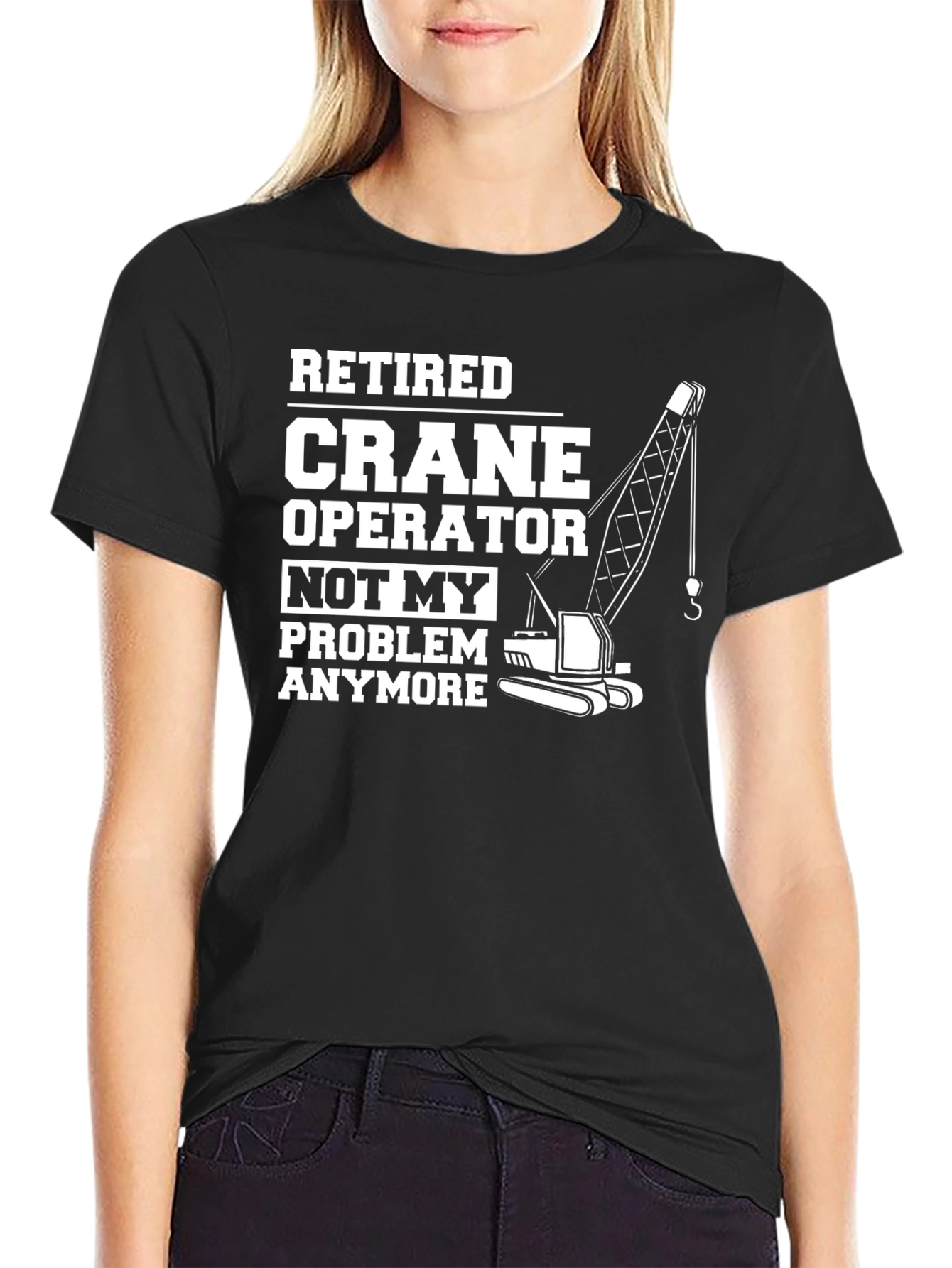 Retired Crane Operator Graphic Tee - Black