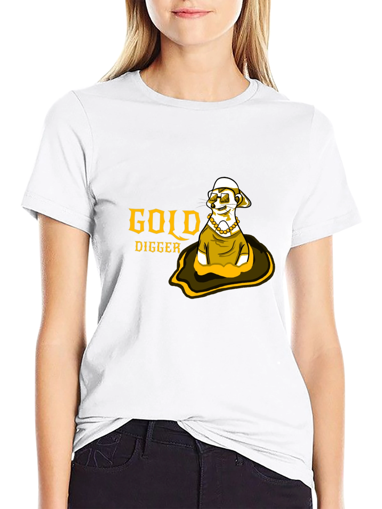 Gold Digger Meerkat Graphic Tee - Black