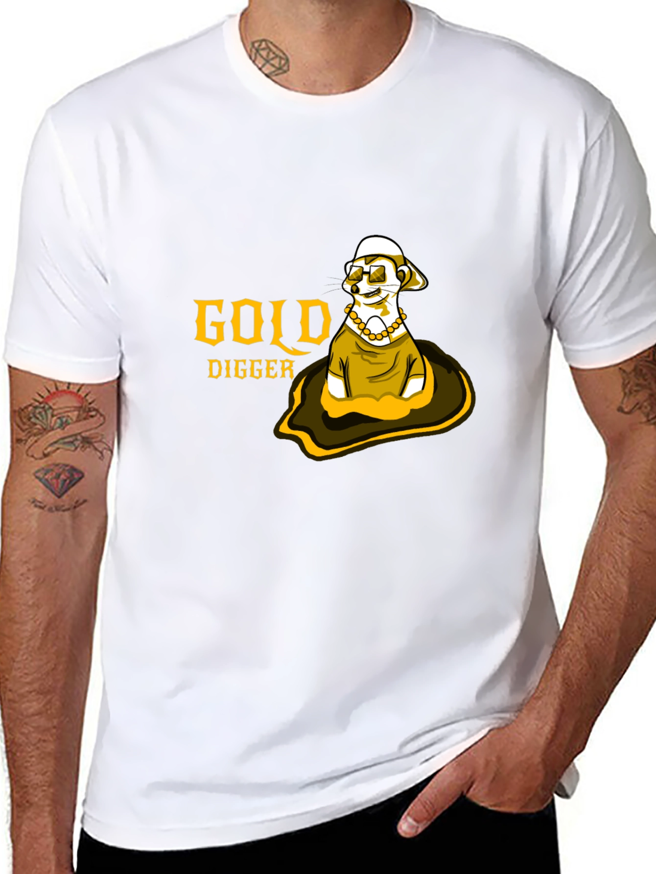 Gold Digger Meerkat Graphic Tee - Black