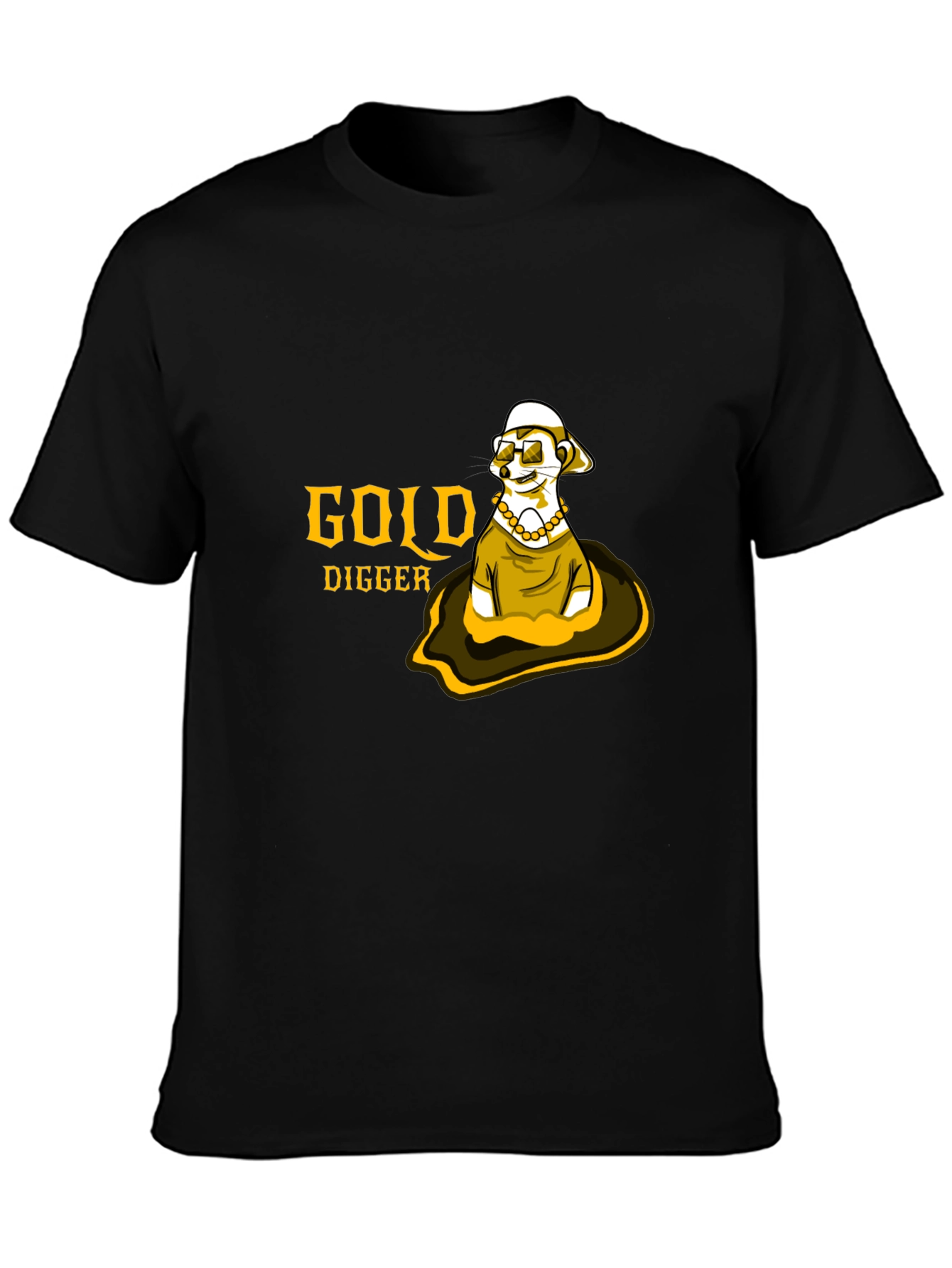 Gold Digger Meerkat Graphic Tee - Black