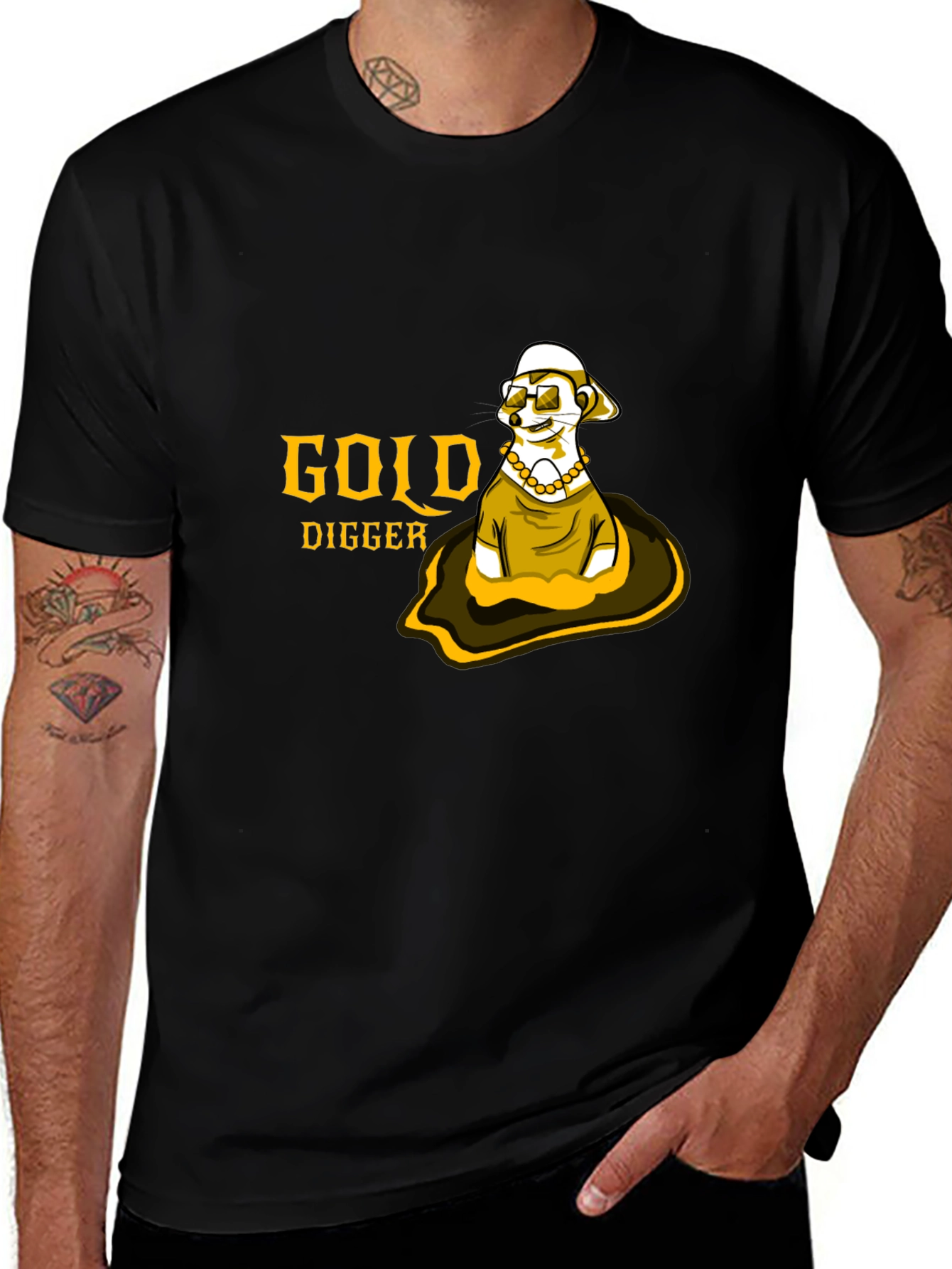 Gold Digger Meerkat Graphic Tee - Black