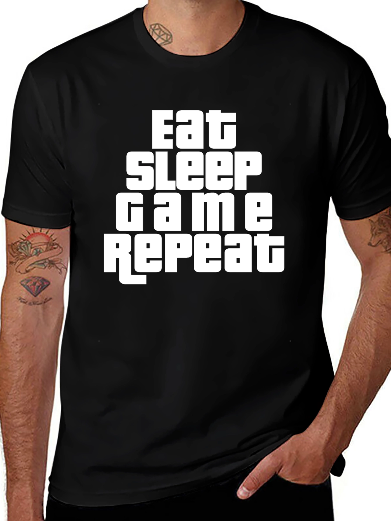 Eat Sleep Game Repeat Graphic Tee - Gamer T-Shirt
