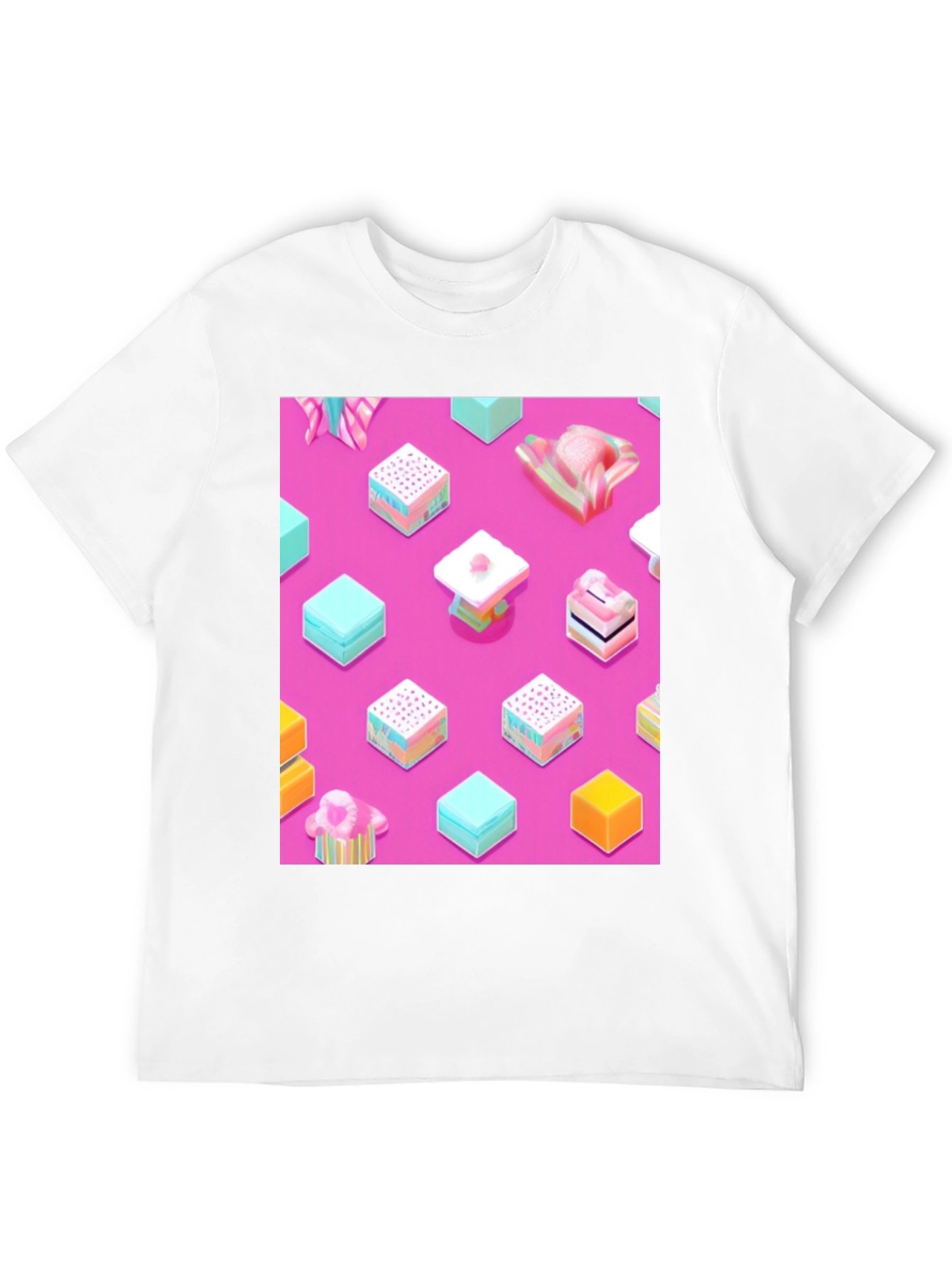 Abstract Candy Cube Graphic T-Shirt - Unique Design