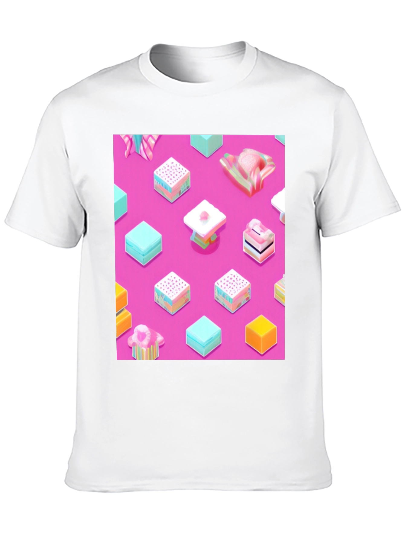 Abstract Candy Cube Graphic T-Shirt - Unique Design