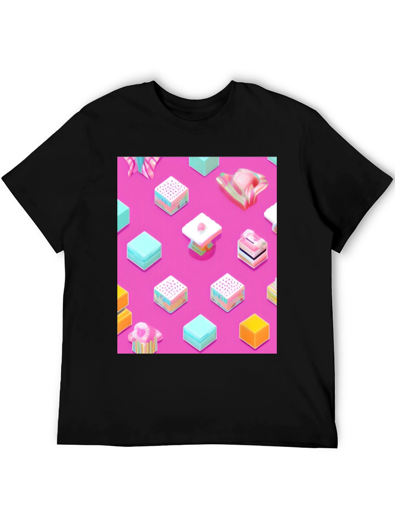 Abstract Candy Cube Graphic T-Shirt - Unique Design