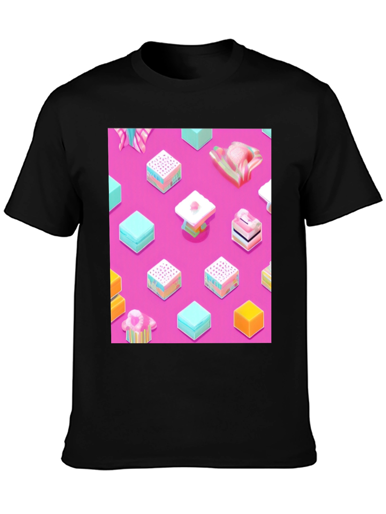 Abstract Candy Cube Graphic T-Shirt - Unique Design