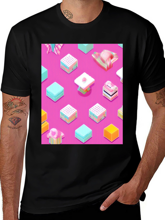 Abstract Candy Cube Graphic T-Shirt - Unique Design