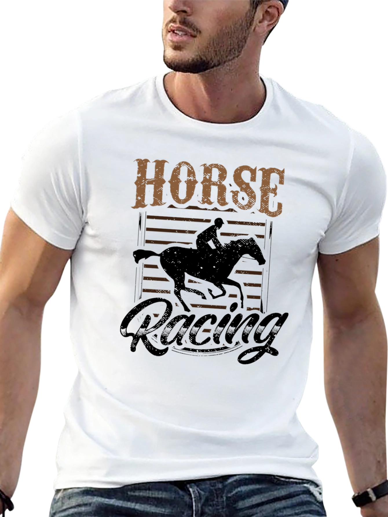 Horse Racing Graphic T-Shirt - Equestrian Style