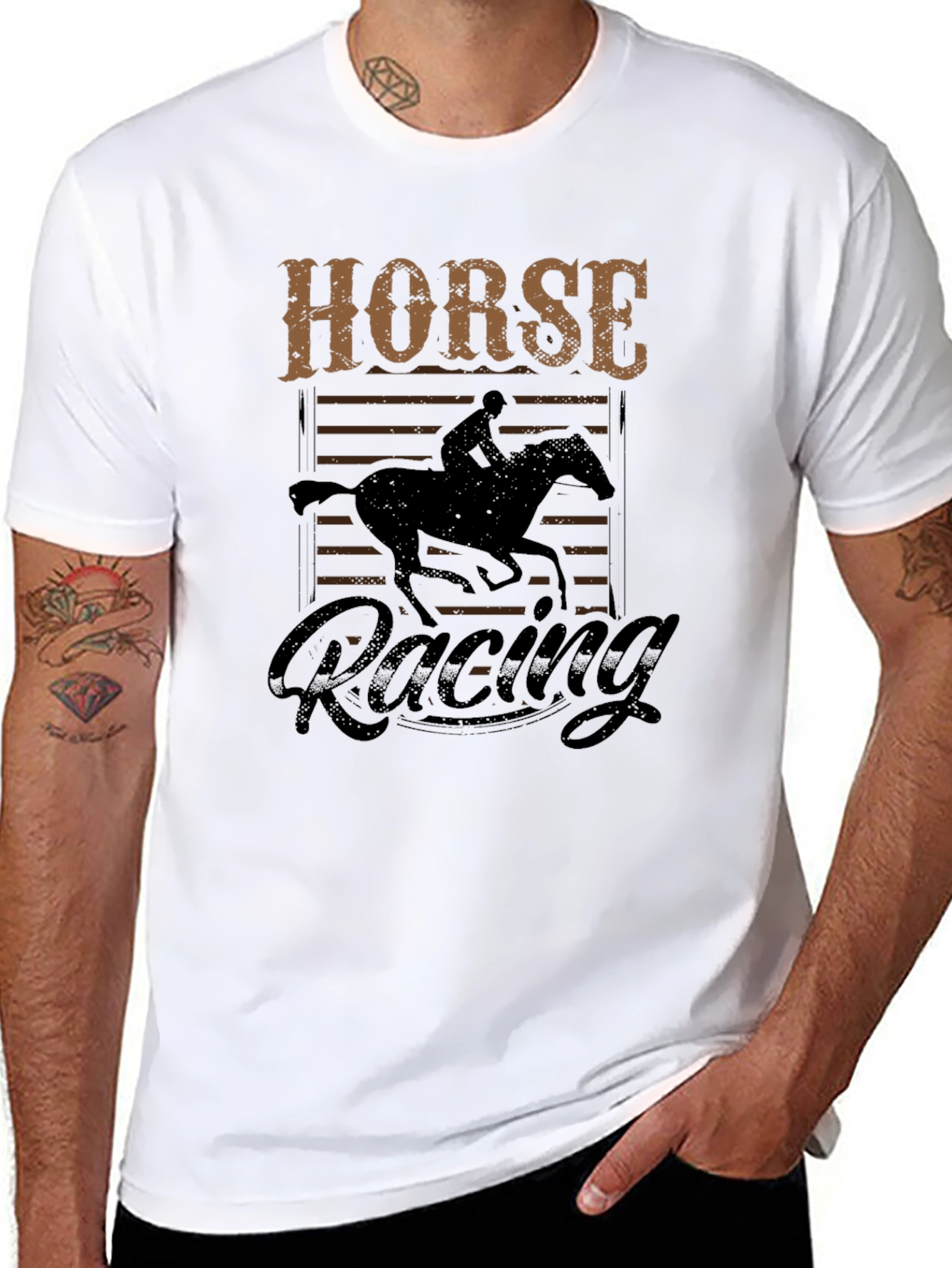 Horse Racing Graphic T-Shirt - Equestrian Style