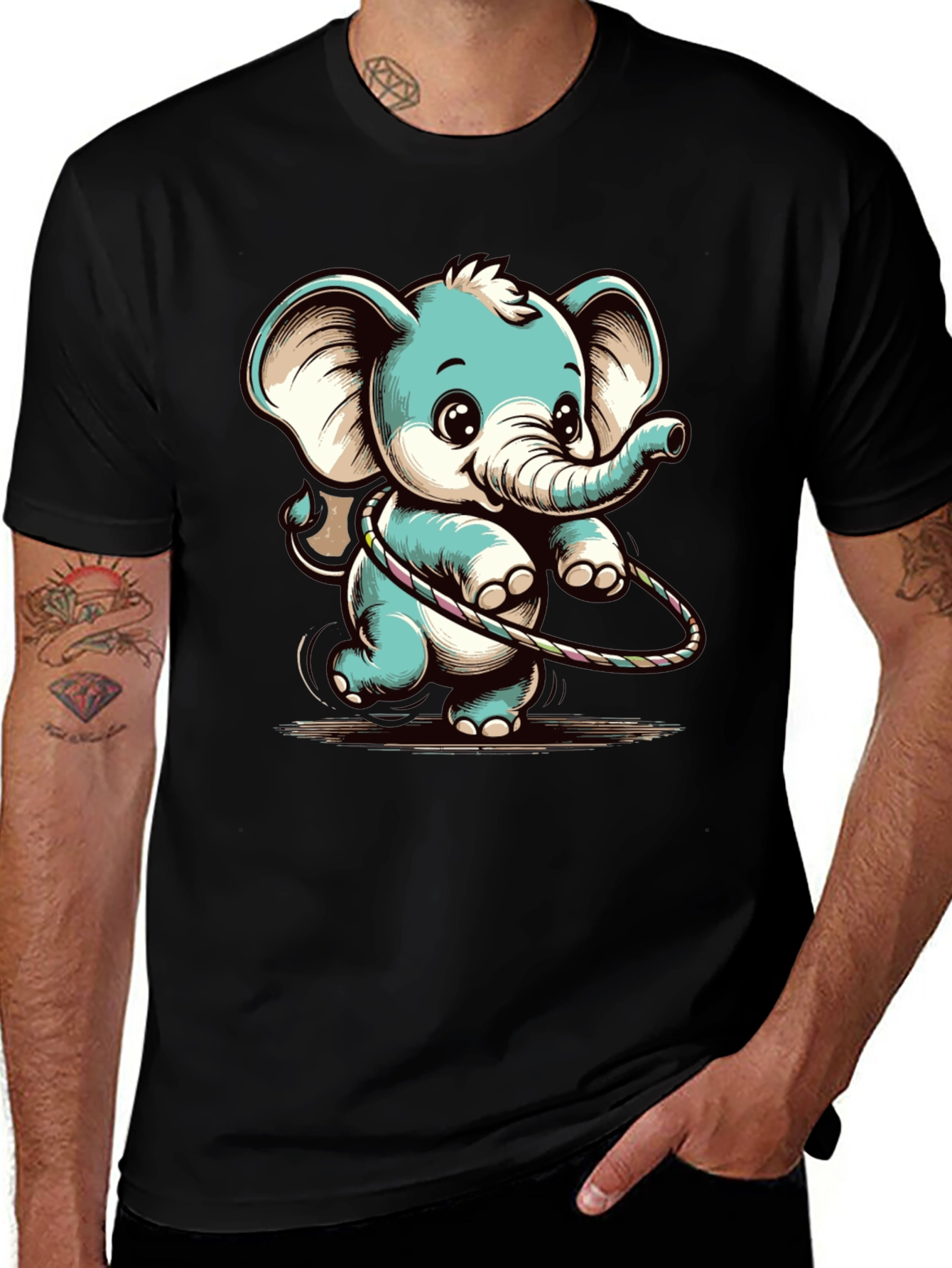 Cute Elephant Hula Hoop Graphic Tee