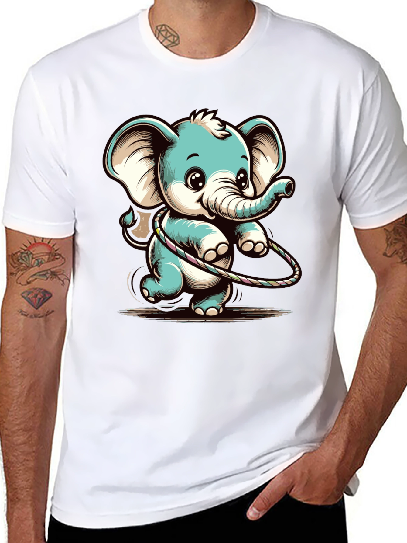 Cute Elephant Hula Hoop Graphic Tee
