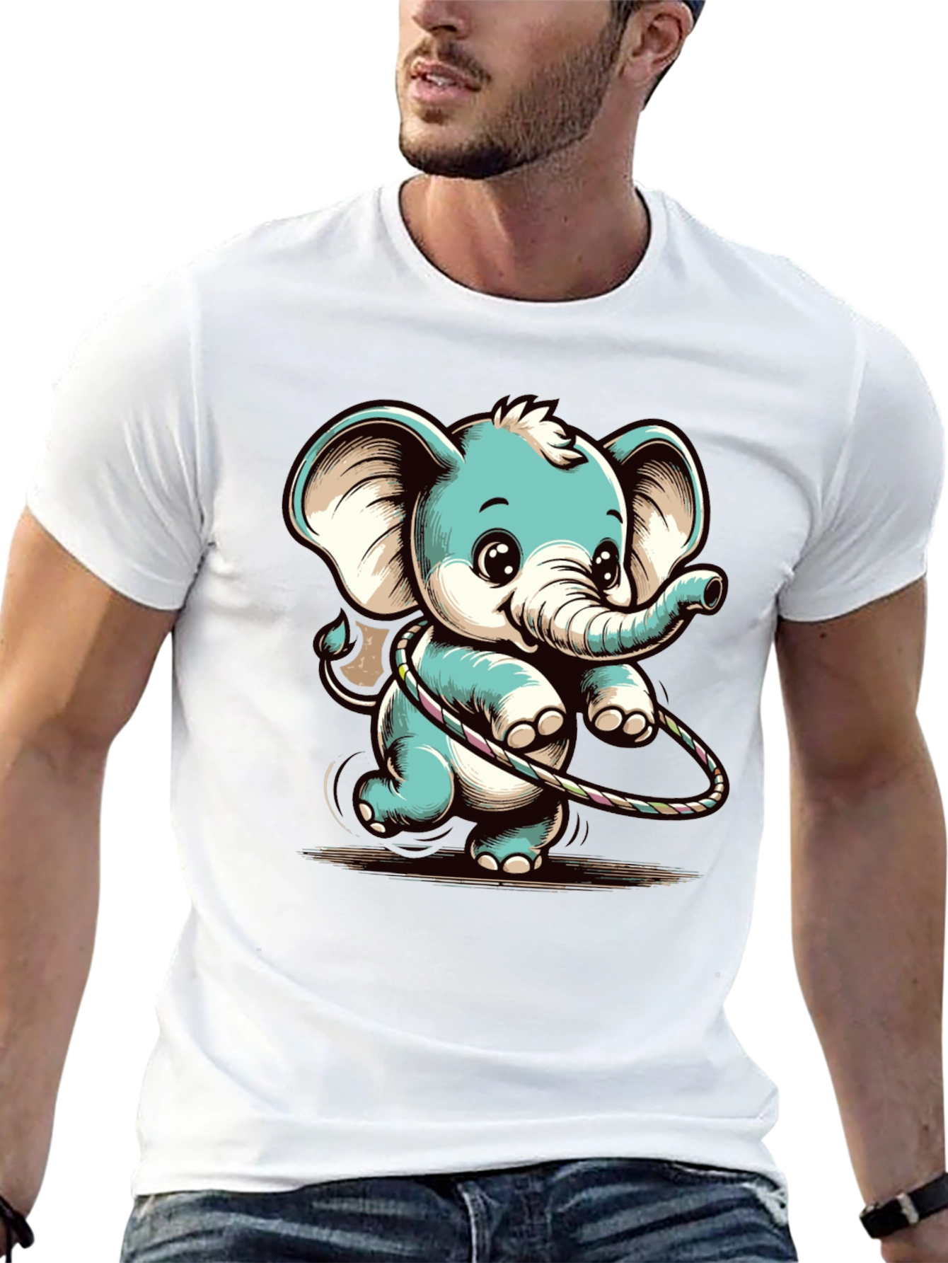 Cute Elephant Hula Hoop Graphic Tee