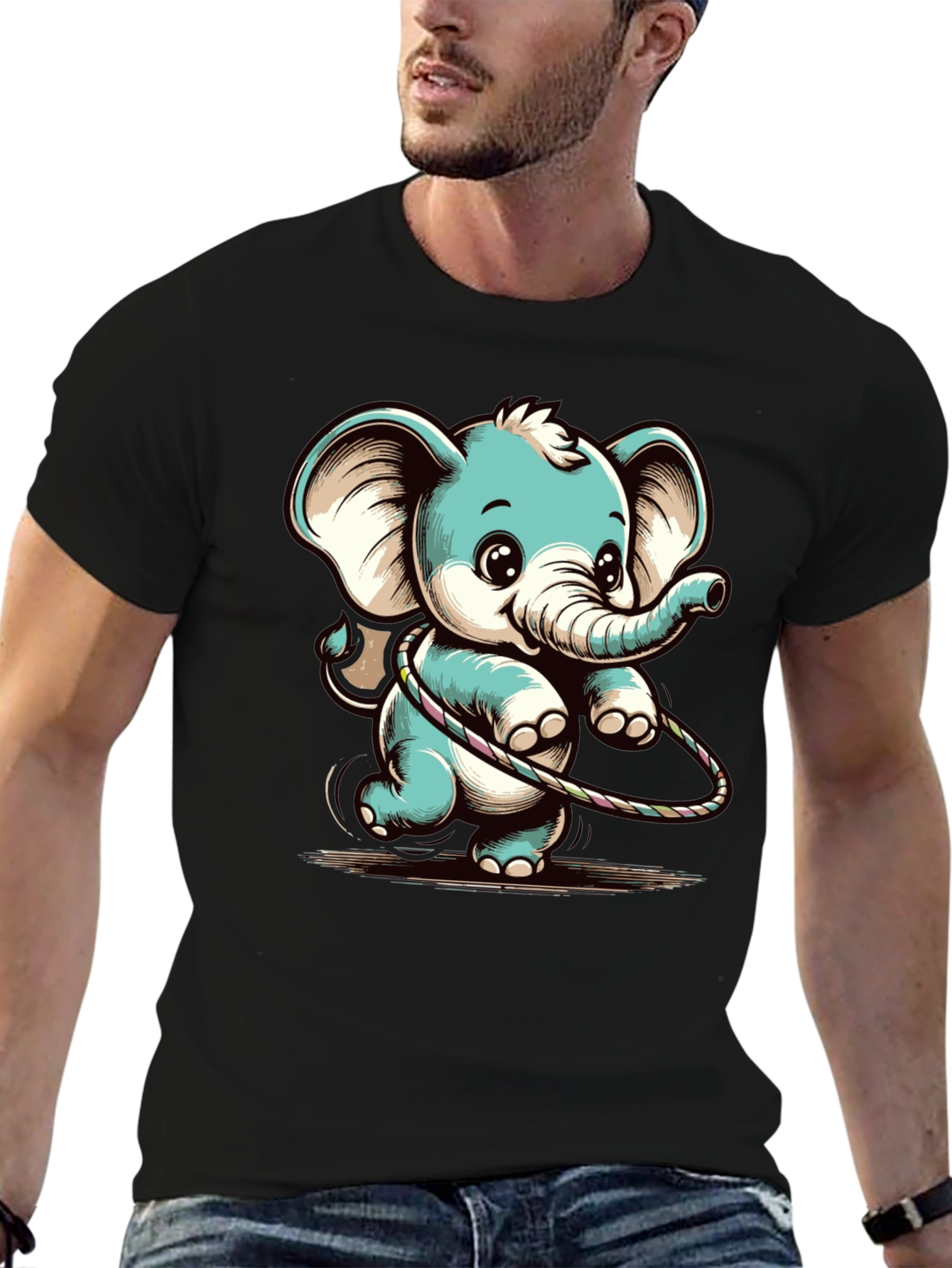 Cute Elephant Hula Hoop Graphic Tee