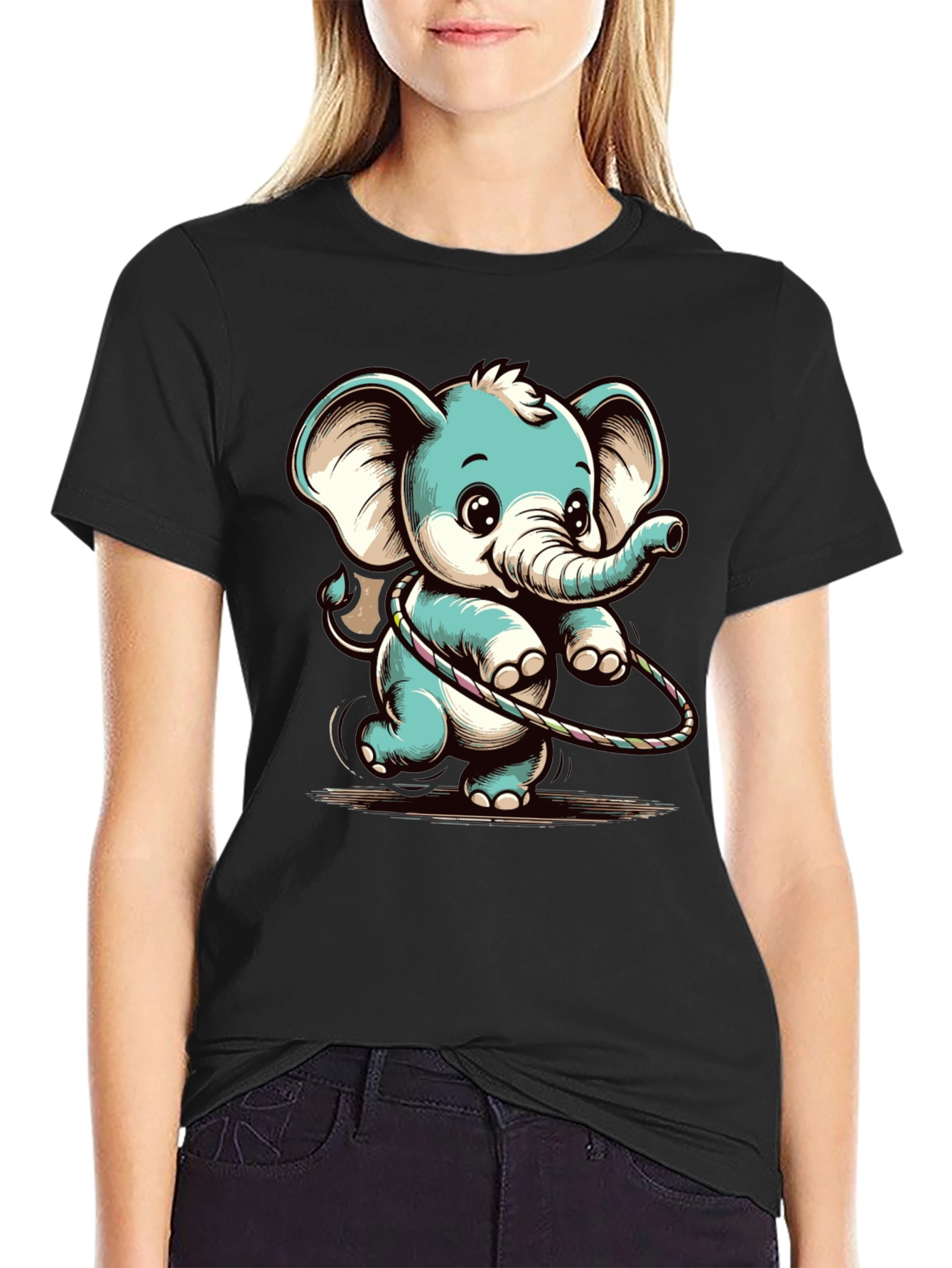 Cute Elephant Hula Hoop Graphic Tee