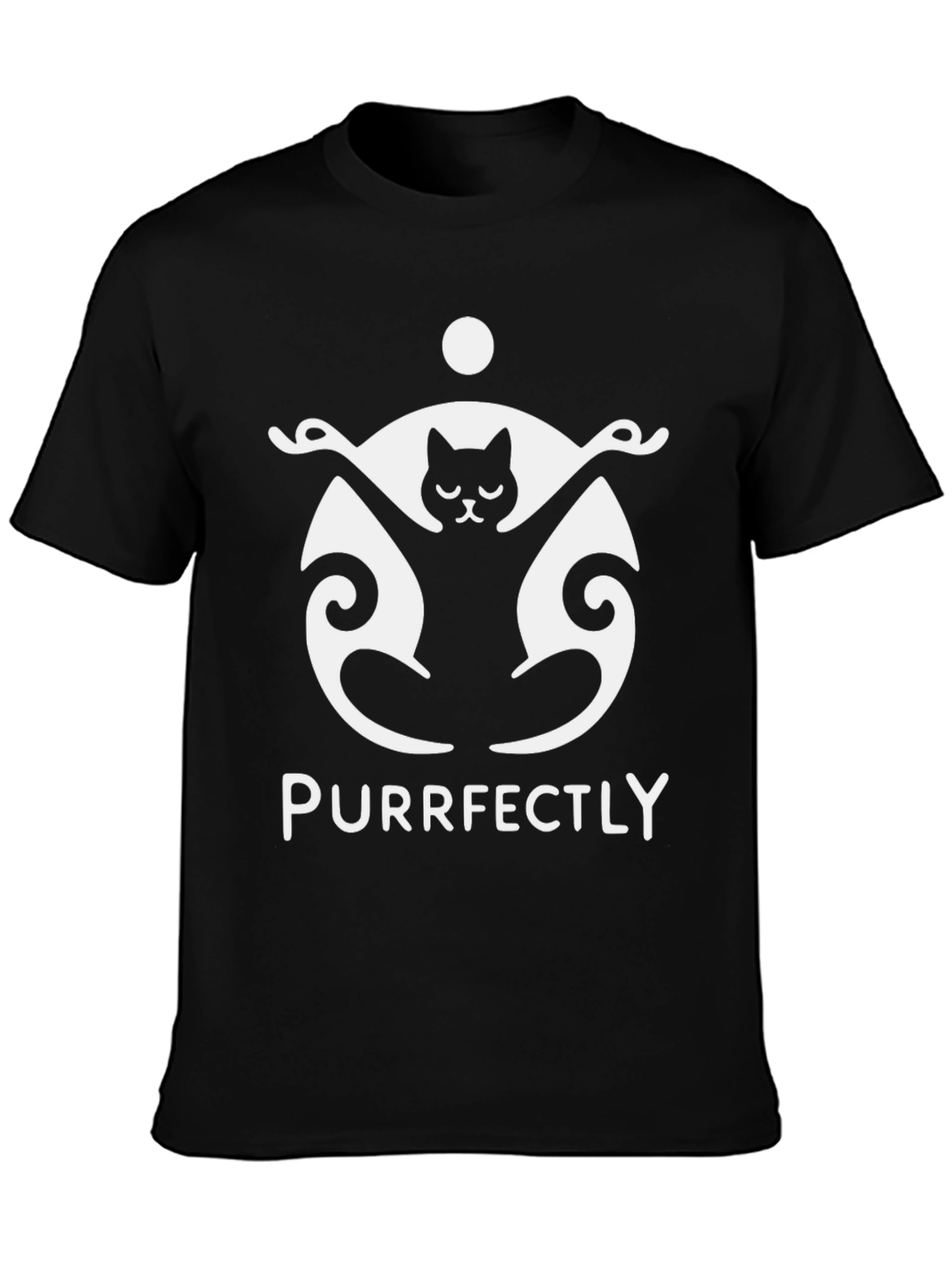 Purrfectly Funny Cat Yoga Black T-Shirt