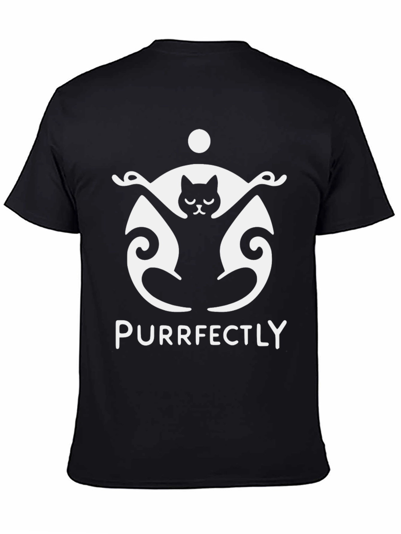 Purrfectly Funny Cat Yoga Black T-Shirt