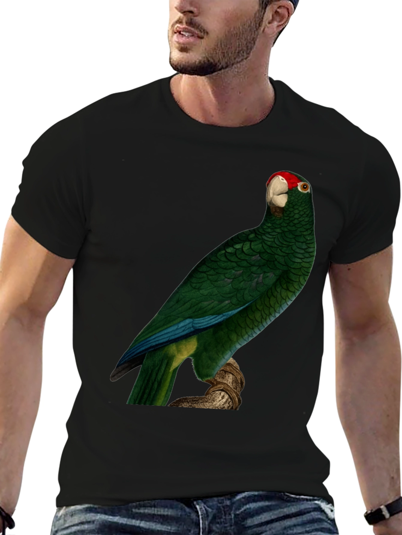 Green Parrot Print T-Shirt