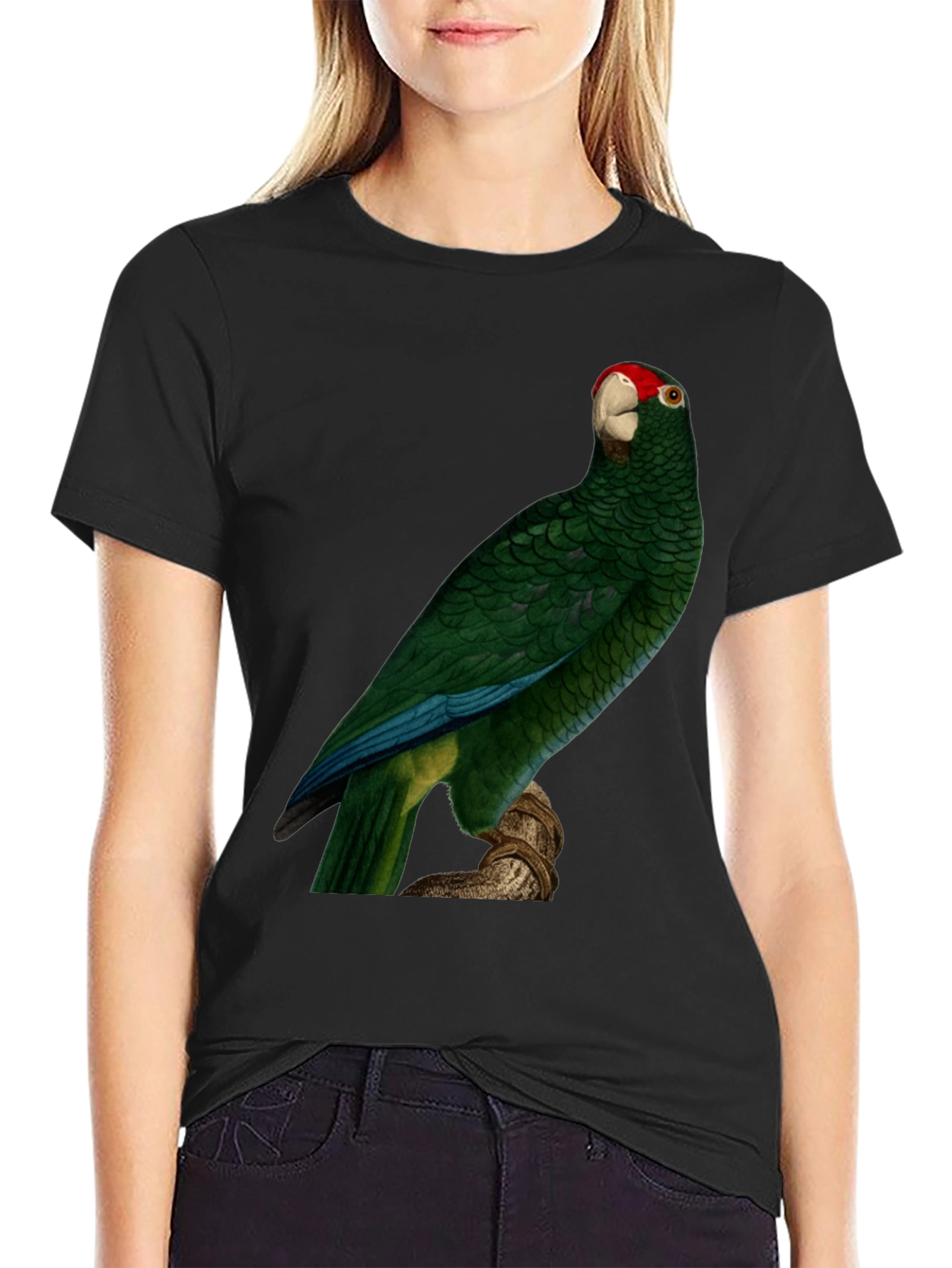 Green Parrot Print T-Shirt