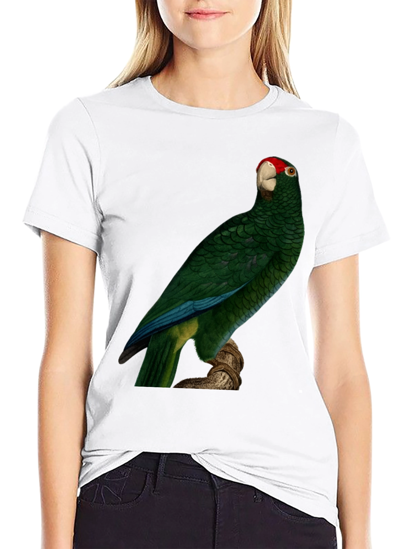Green Parrot Print T-Shirt