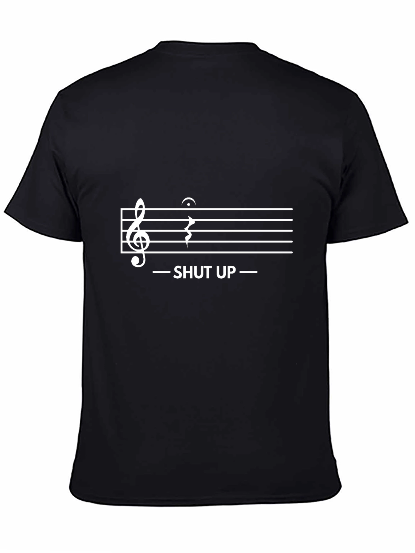 Shut Up Music Note Graphic T-Shirt - Black