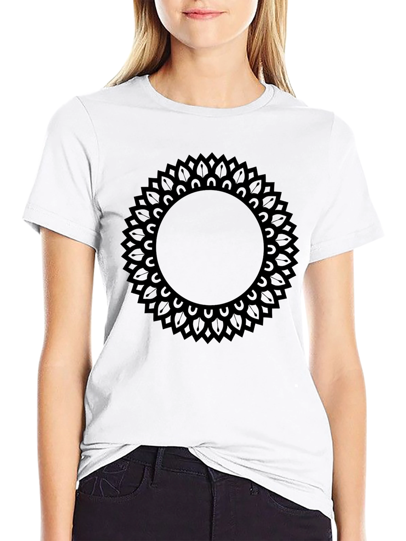 Mens Black Mandala Graphic Print T-Shirt