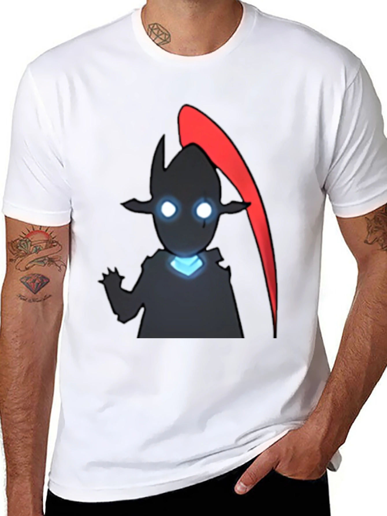 Anime Shadow Character Graphic Tee - Black