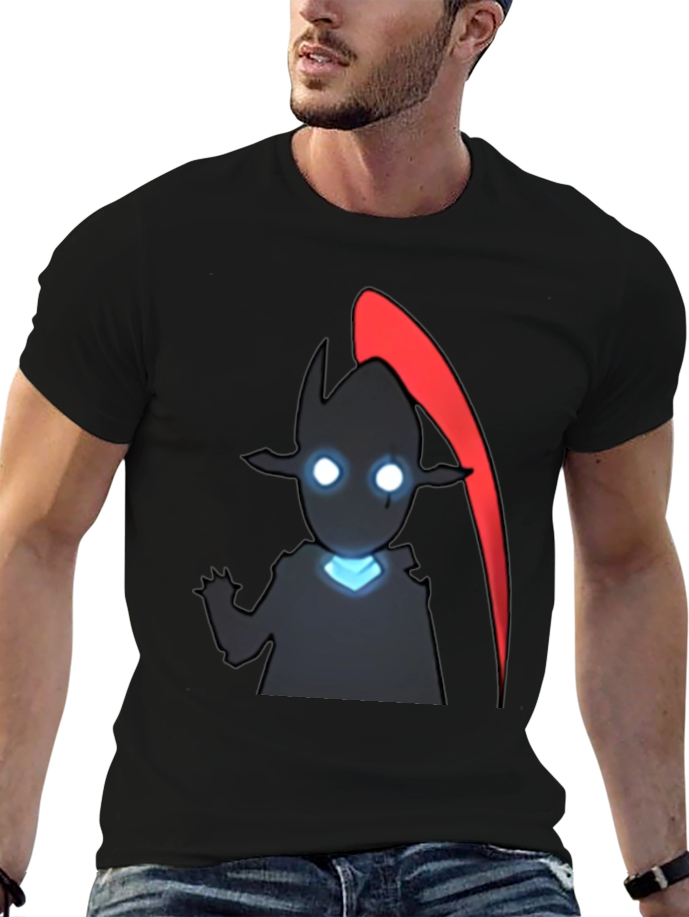 Anime Shadow Character Graphic Tee - Black