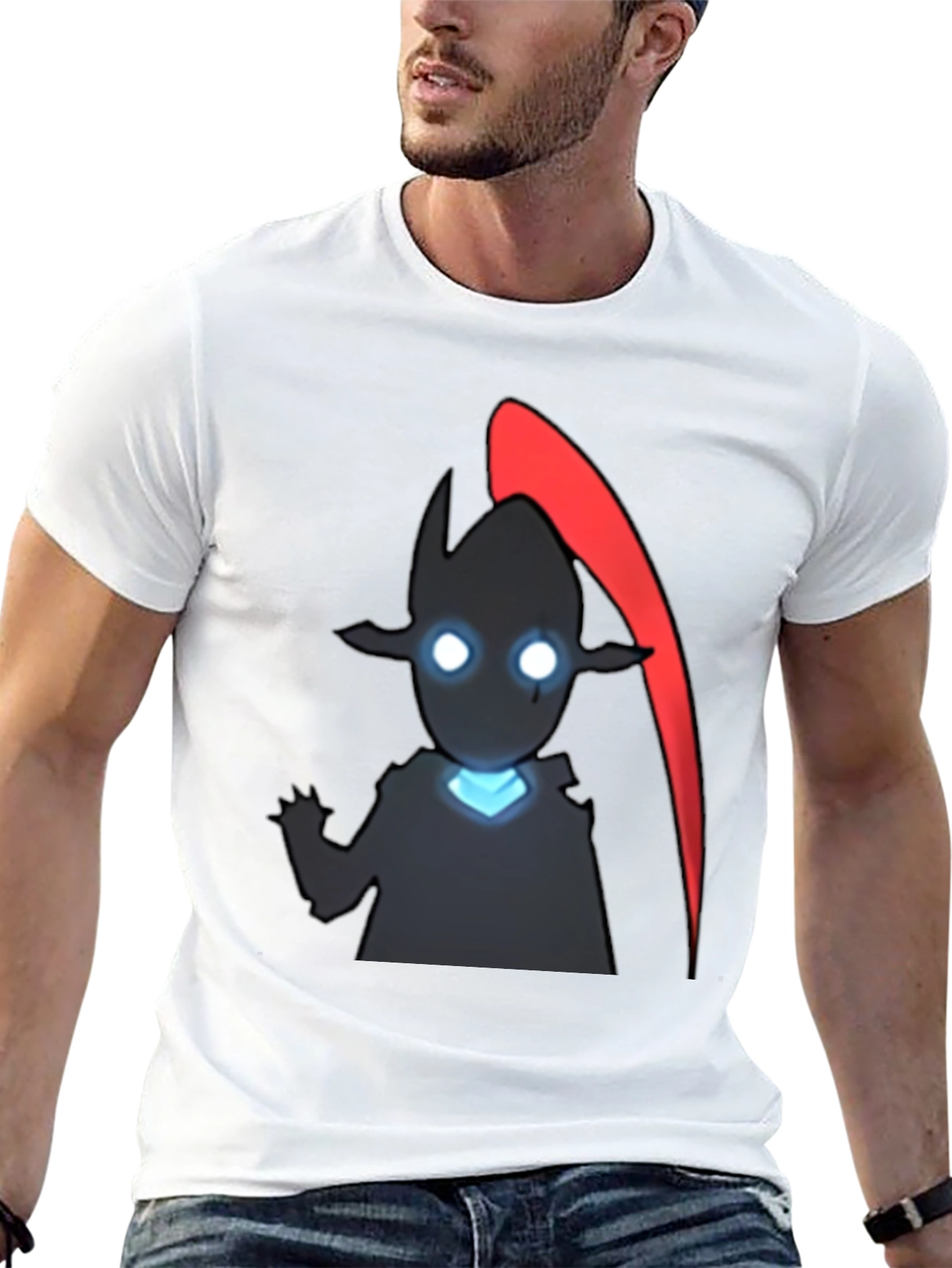 Anime Shadow Character Graphic Tee - Black