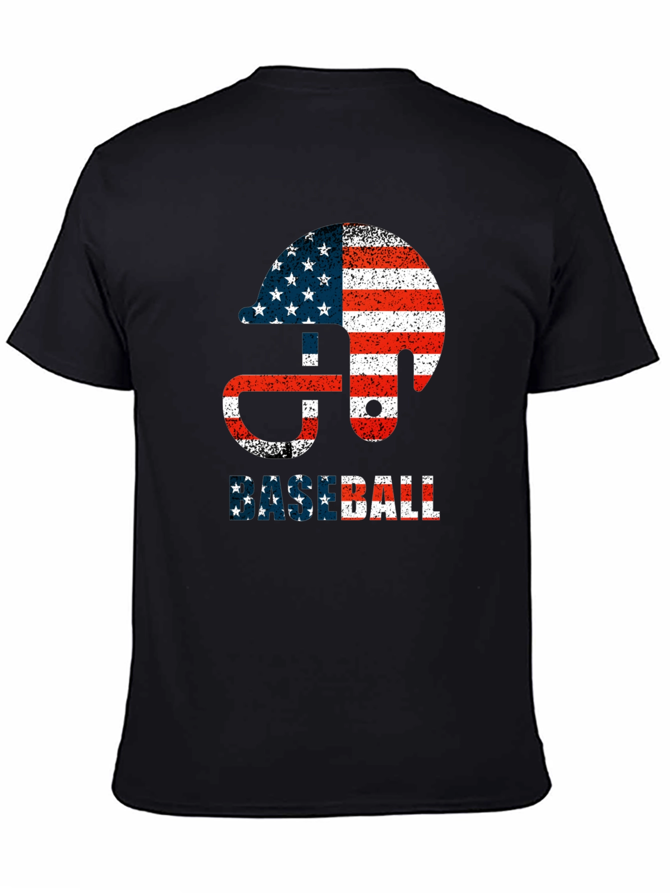 Baseball Helmet USA Flag Graphic T-Shirt