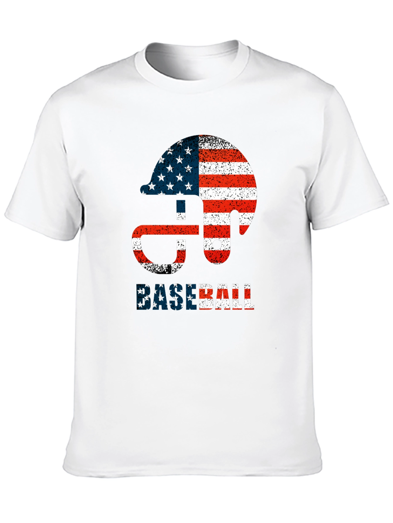 Baseball Helmet USA Flag Graphic T-Shirt