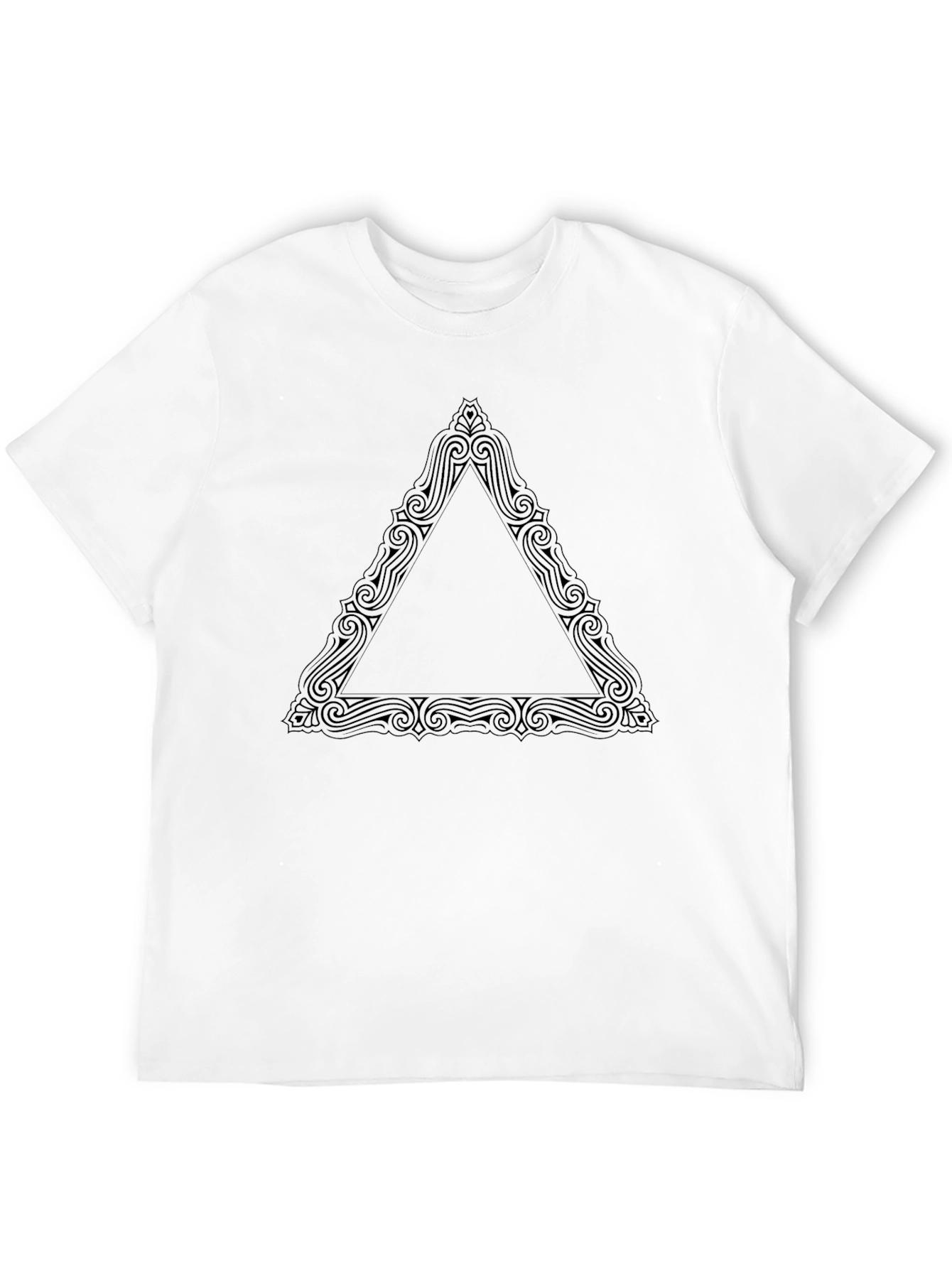 Black T-Shirt with Ornamental Triangle Design