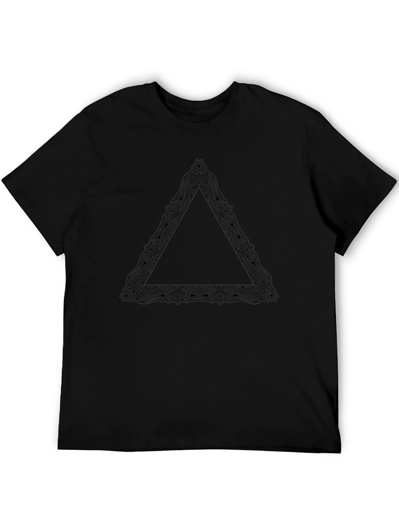 Black T-Shirt with Ornamental Triangle Design